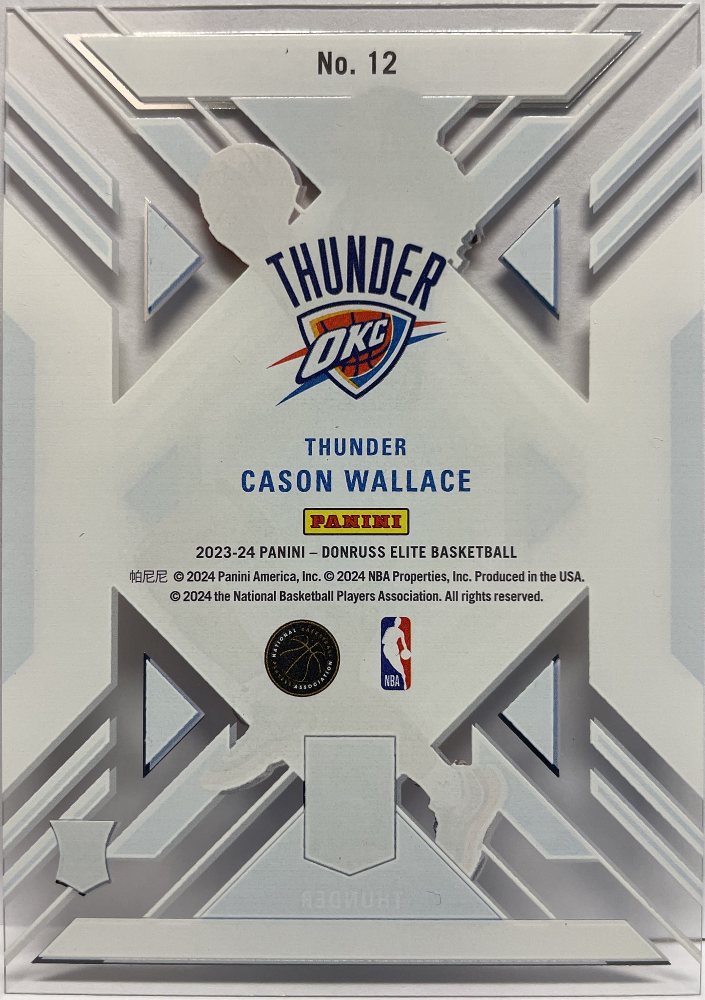 Cason Wallace Rookie Clarity Donruss Elite Basketball NBA 2023/24