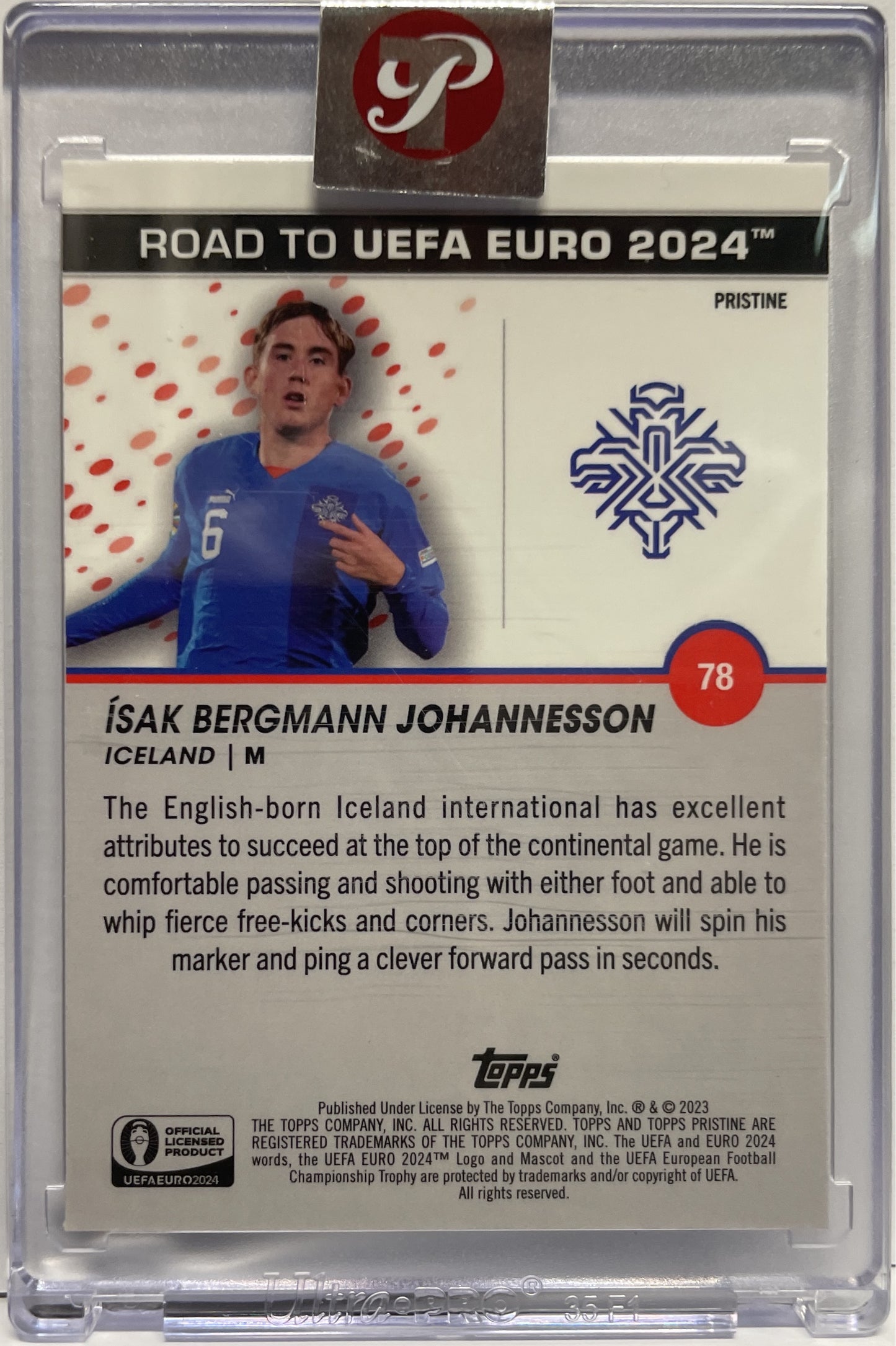 Isak Bergmann Johannesson Pristine Topps Pristine Road To Euro 2024