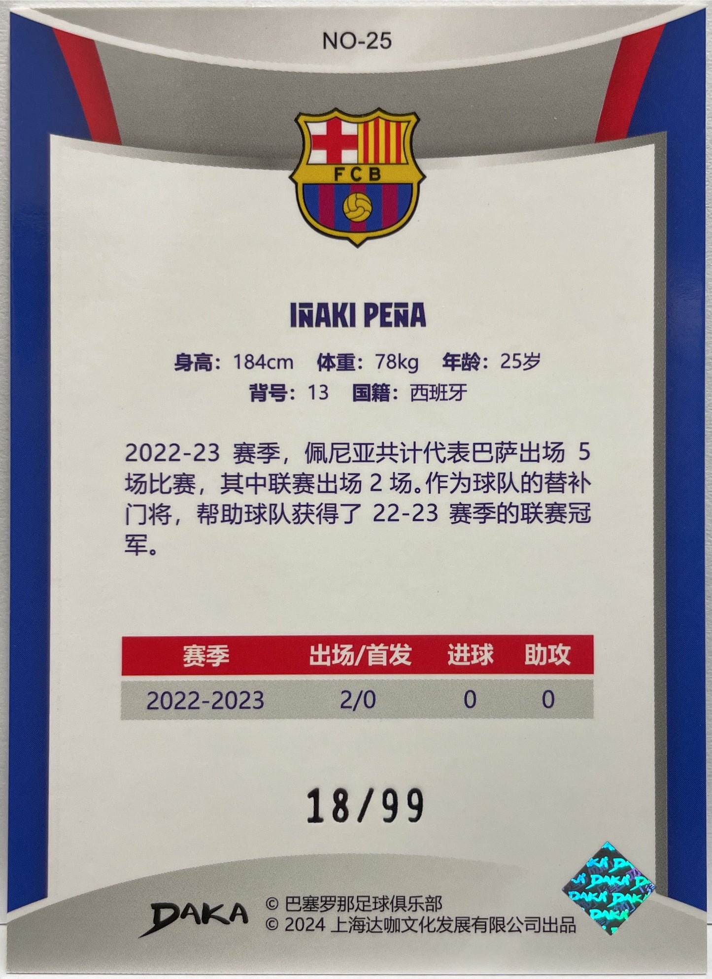 Inaki Pena 18/99 Holocene Purple Daka Barcelona One & Two 2023/24