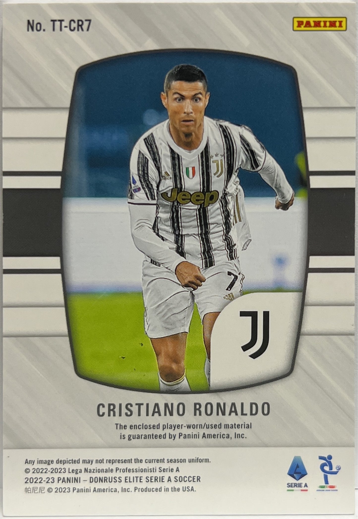 Cristiano Ronaldo 5/10 Patch Gold Throwback Threads Donruss Elite Serie A 2022/23