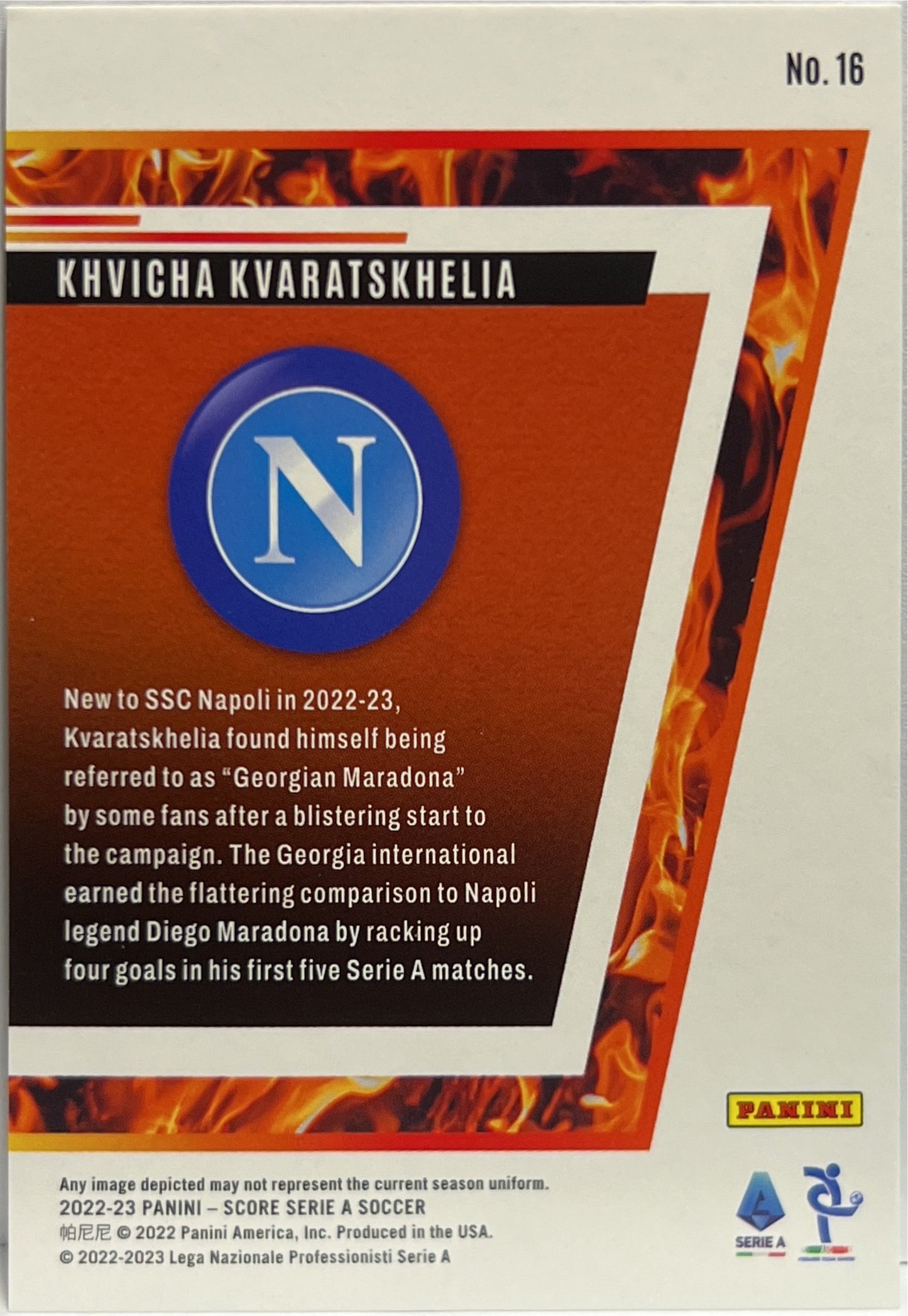 Khvicha Kvaratskhelia 1/1 Hot Rookies Black Laser Score Serie A 2022/23