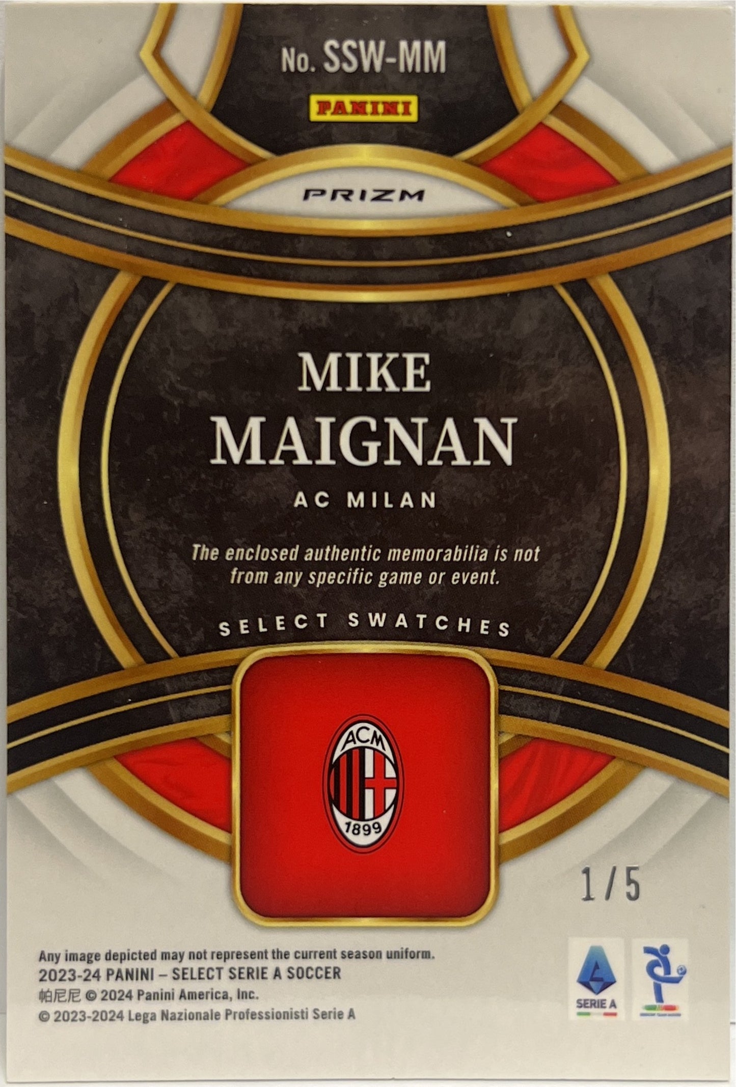 Mike Maignan 1/5 Patch Swatches Green Select Serie A 2023/24
