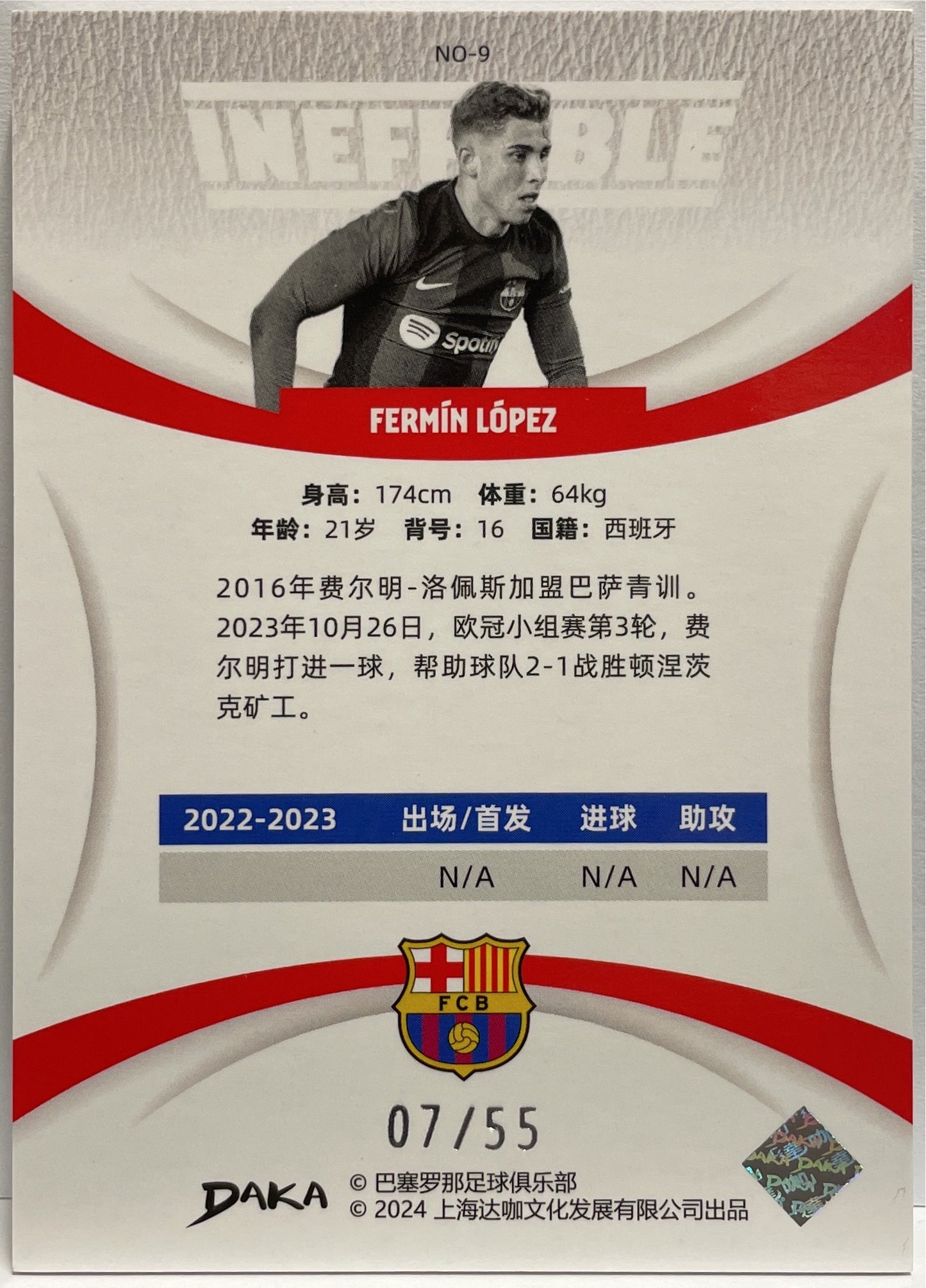 Fermin Lopez 7/55 Ineffable Purple Daka Barcelona One & Two 2023/24