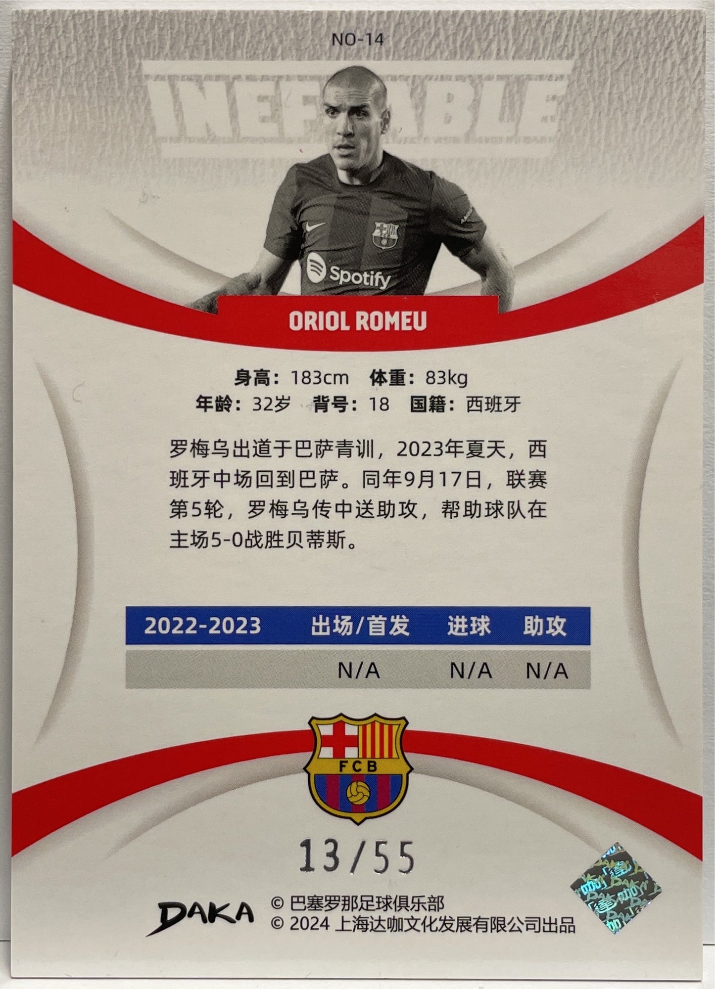 Oriol Romeu 13/55 Ineffable Purple Daka Barcelona One & Two 2023/24
