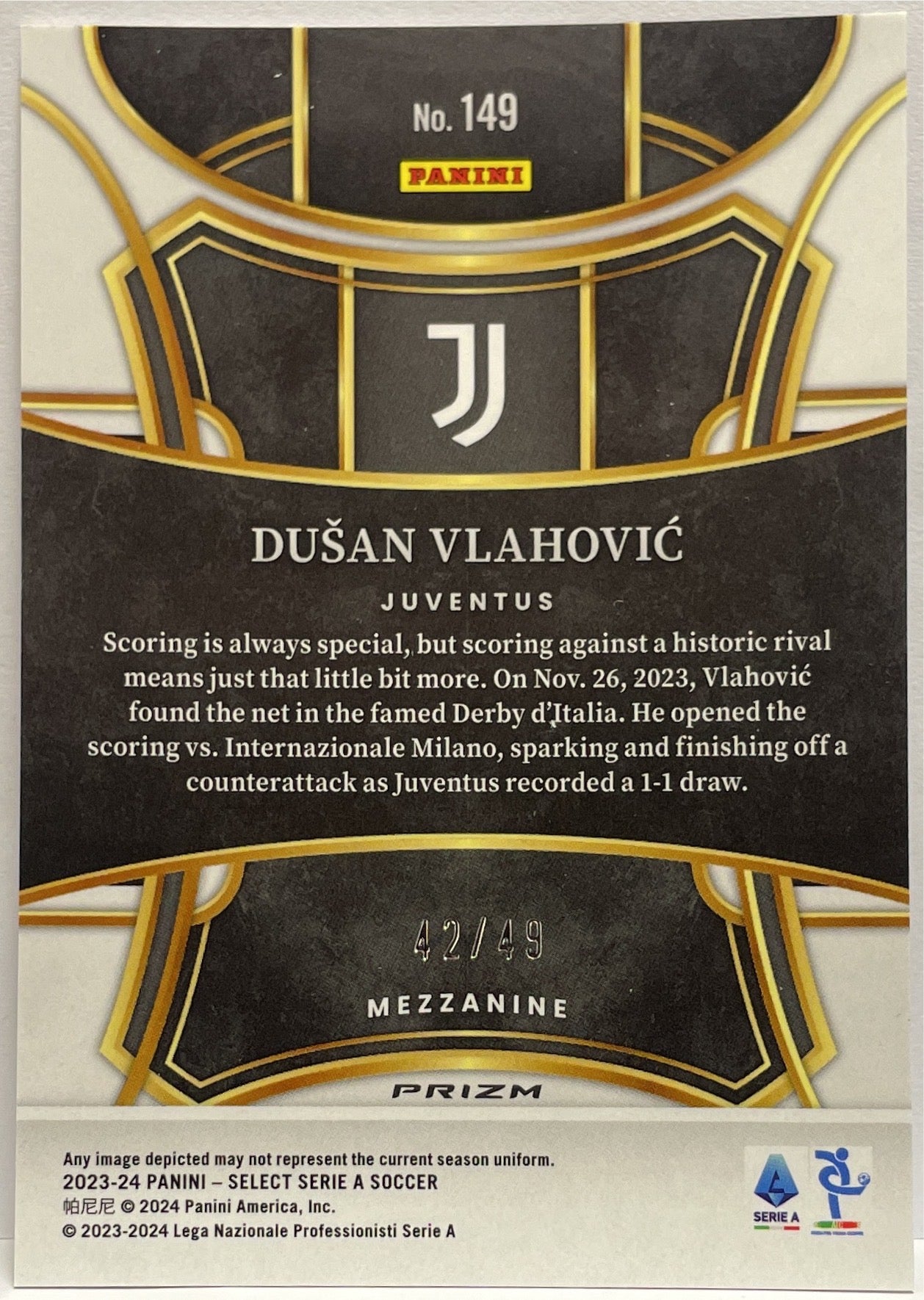 Dusan Vlahovic 42/49 Mezzanine Purple Select Serie A 2023/24
