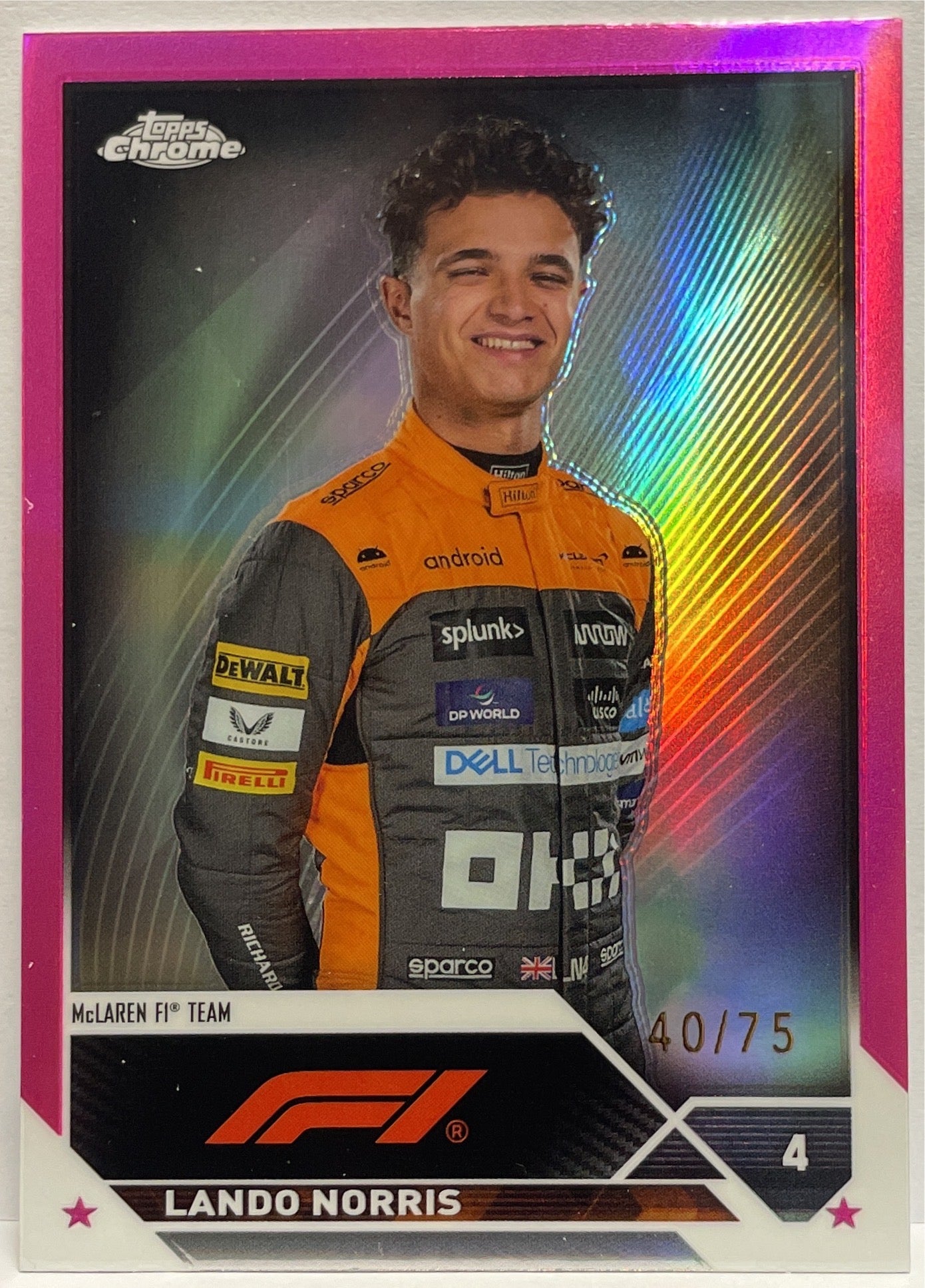 Lando Norris 40/75 Pink Topps Chrome F1 2023
