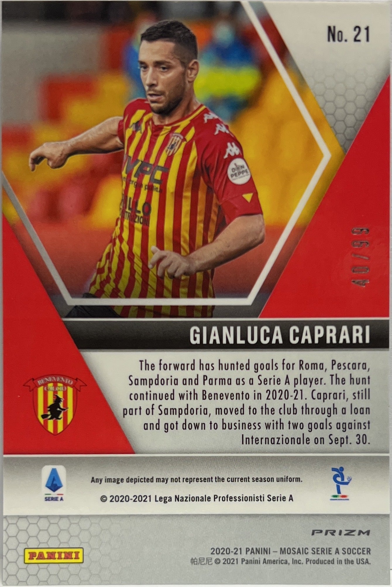 Gianluca Caprari 40/99 Rookie Blue Mosaic Serie A 2020/21