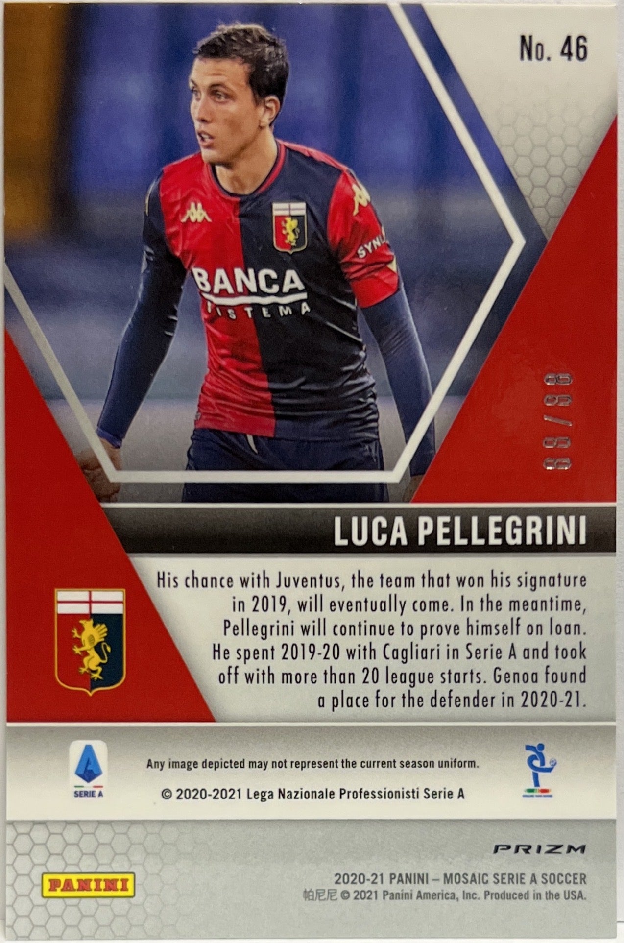 Luca Pellegrini 88/88 Red & Gold Mosaic Serie A 2020/21