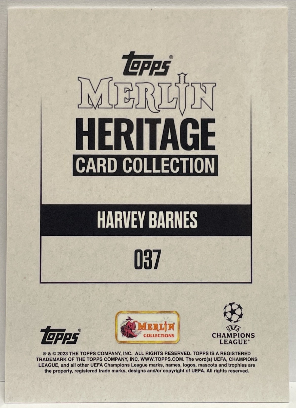 Harvey Barnes 80/99 Autograph Topps Merlin Heritage 2022/23