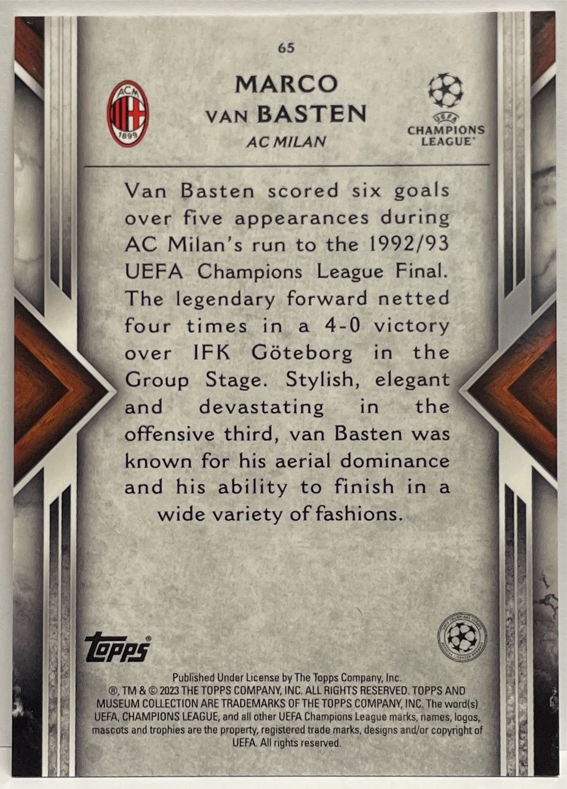 Marco Van Basten Topps Museum 2022/23