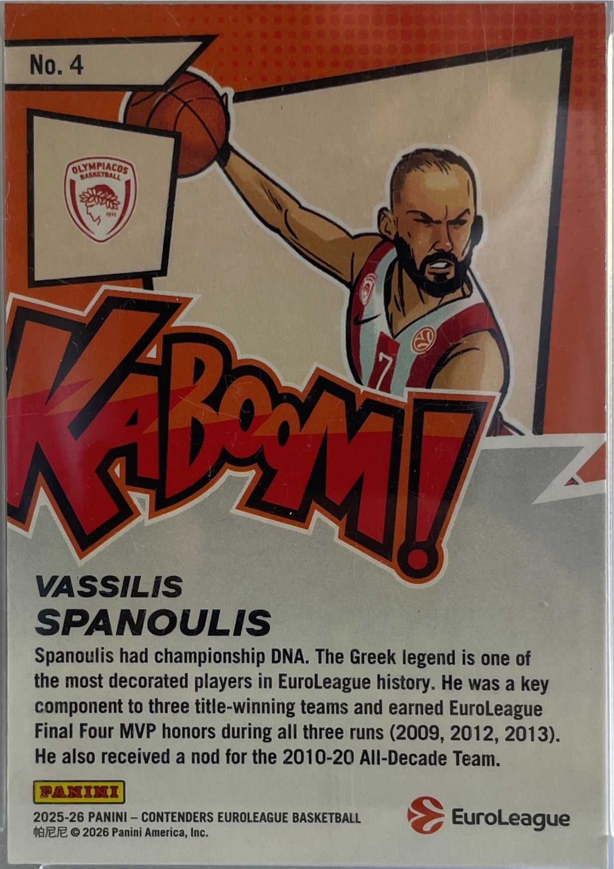 Vassilis Spanoulis 10/10 Kaboom Gold Panini Contenders Euroleague Basketball 2025/26