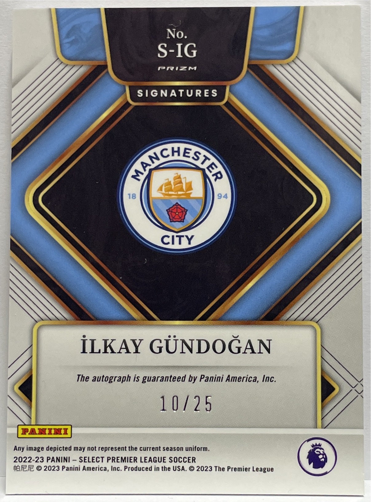 Ilkay Gundogan 10/25 Autograph Select Premier League 2022/23
