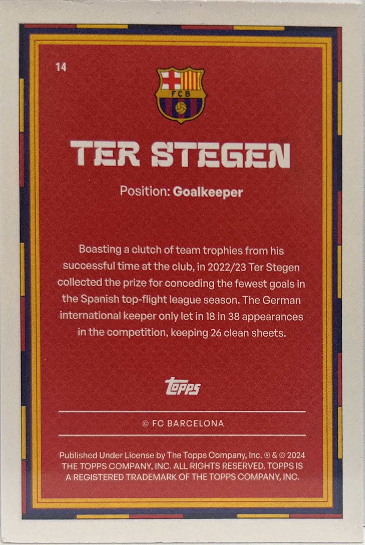Marc Andre Ter Stegen 15/25 Topps Barcelona Year Of The Dragon 2023/24