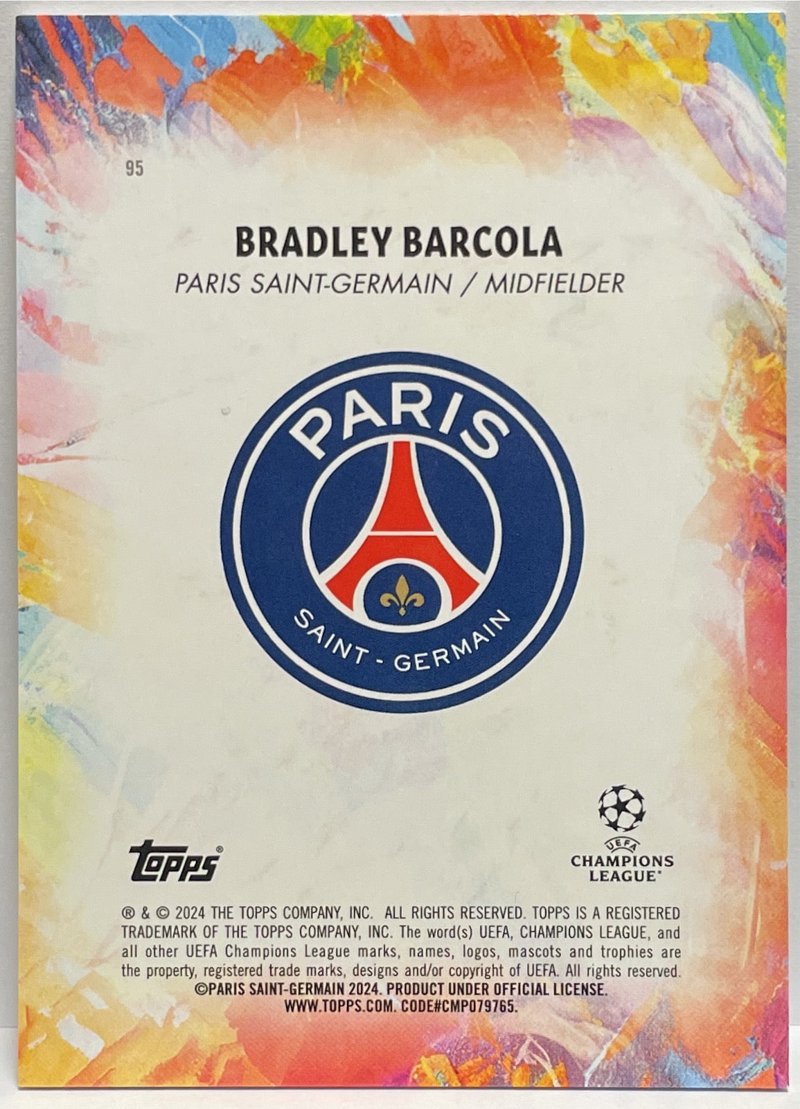 Bradley Barcola 87/99 Rookie Emerging Stars Topps Inception 2023/24