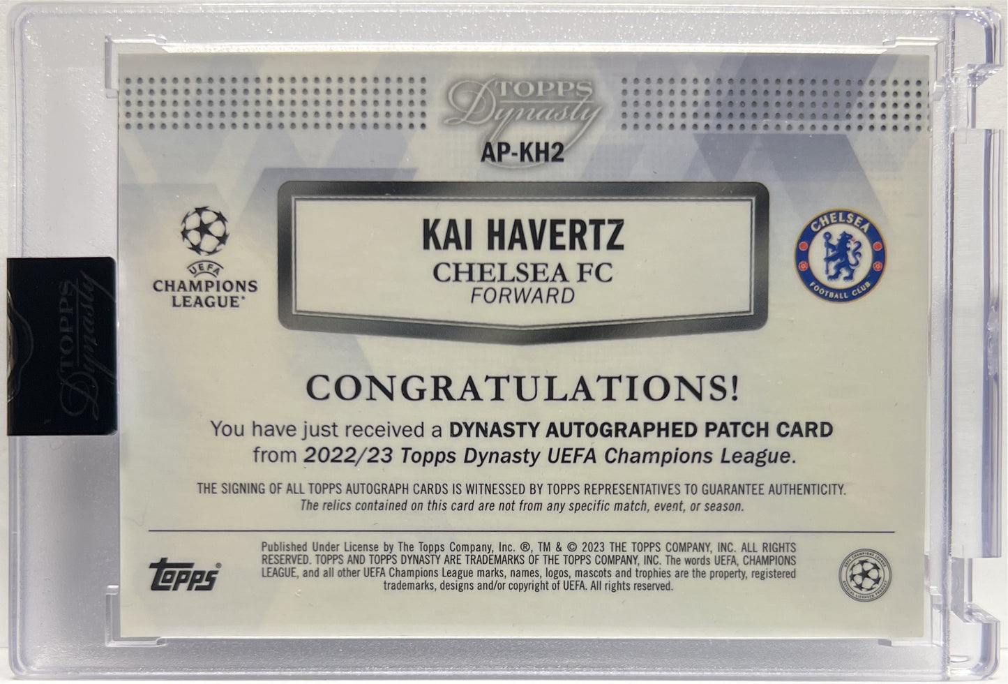 Kai Havertz 1/10 Patch Autograph On Card Topps Dynasty UCL 2022/23