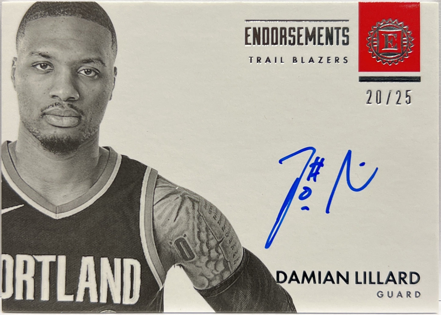 Damian Lillard 20/25 Autograph On Card Endorsements Encased Basketball NBA 2017/18