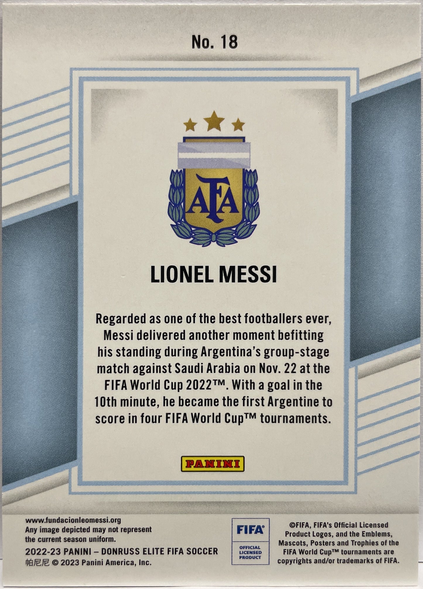 Lionel Messi Donruss Elite Fifa 2022/23