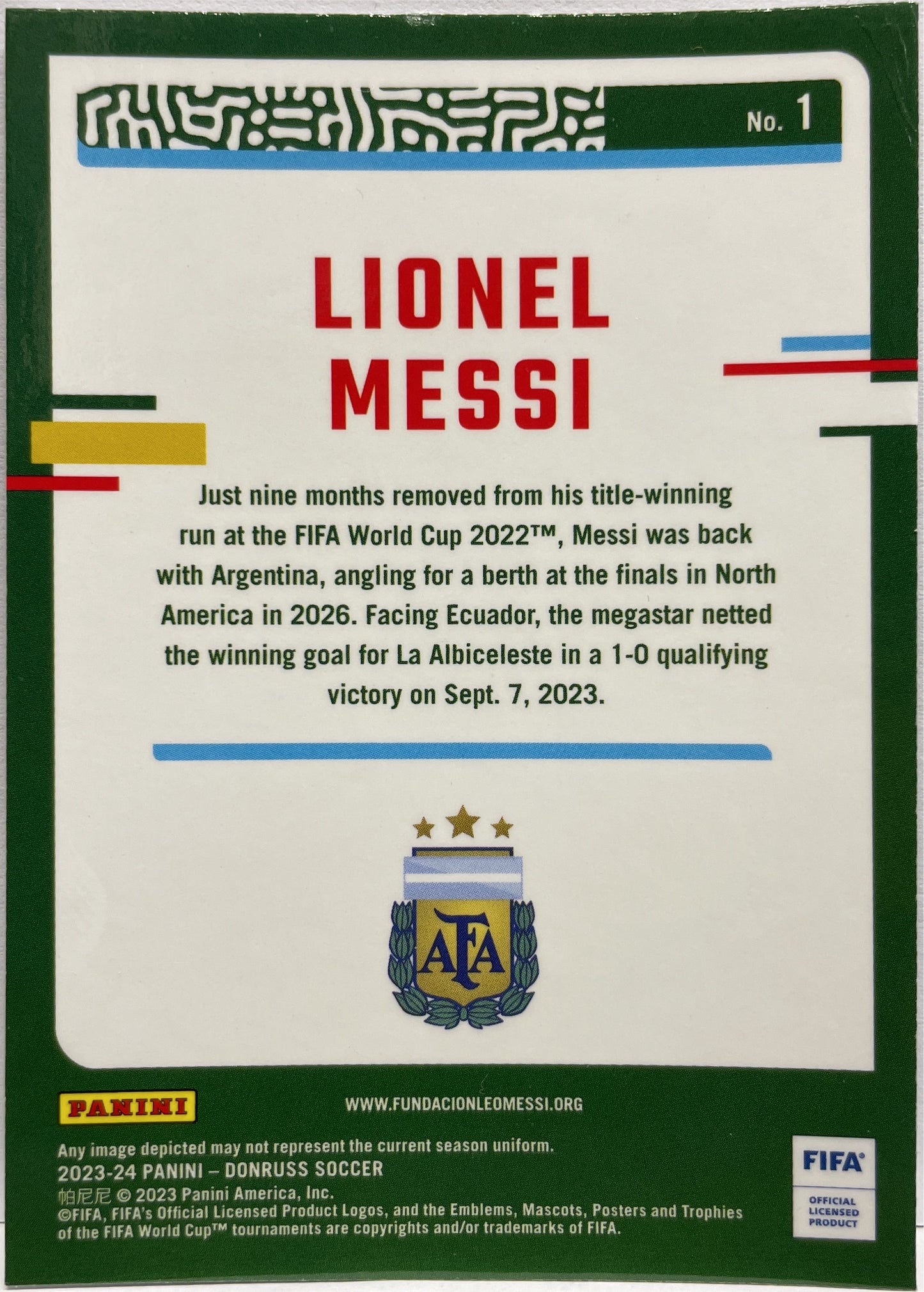 Lionel Messi Optic Donruss Fifa 2023/24