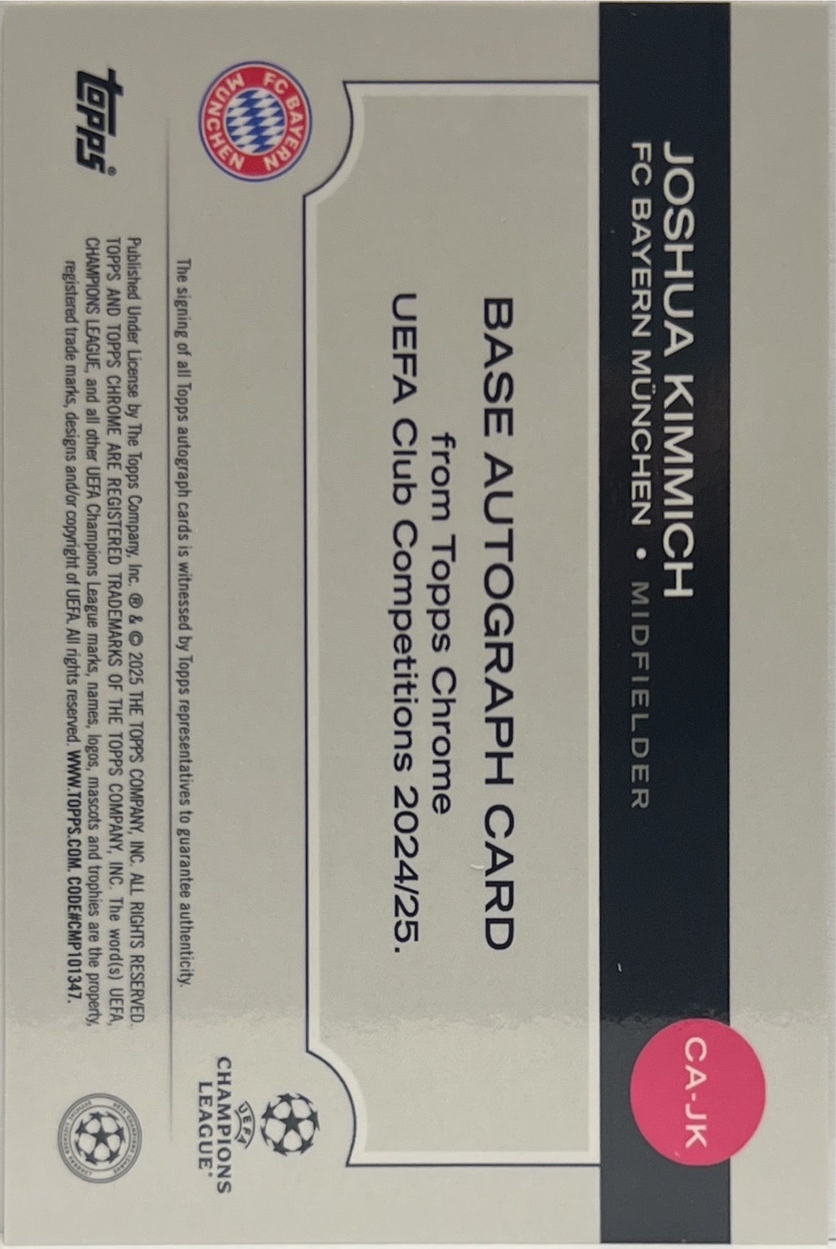 Jousha Kimmich 15/50 Autograph Gold Topps Chrome UCC 2024/25