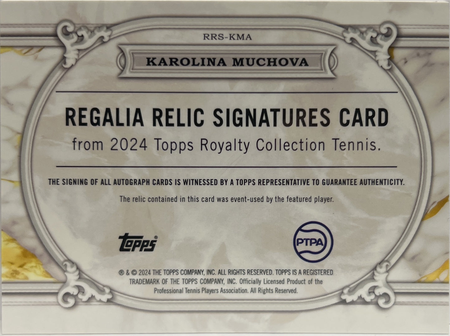 Karolina Muchova 54/75 Patch Autograph Regalia Relic Signature Topps Royalty Tennis 2024