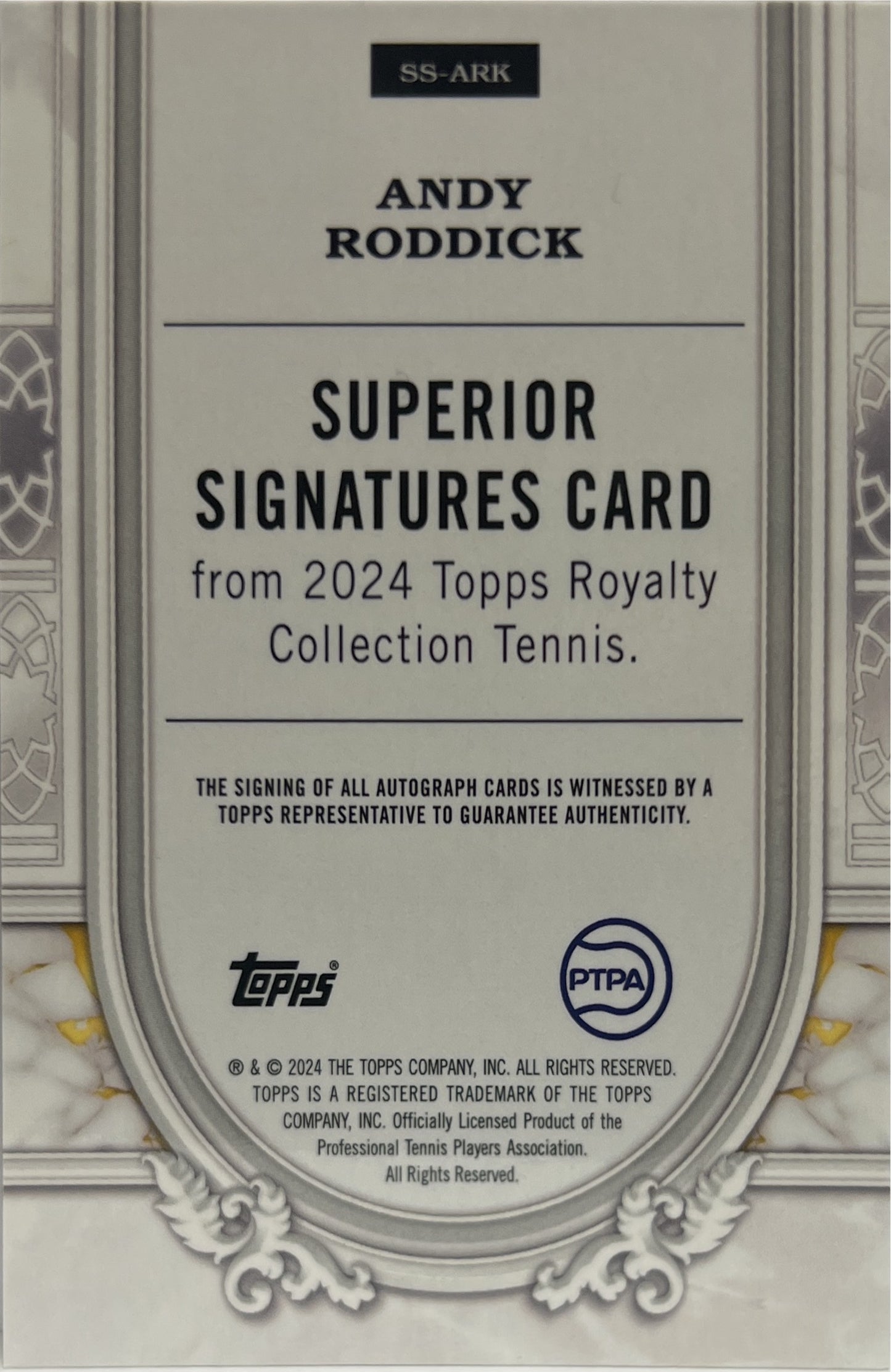 Andy Roddick 1/75 Autograph On Card Superior Signatures Topps Royalty Tennis 2024