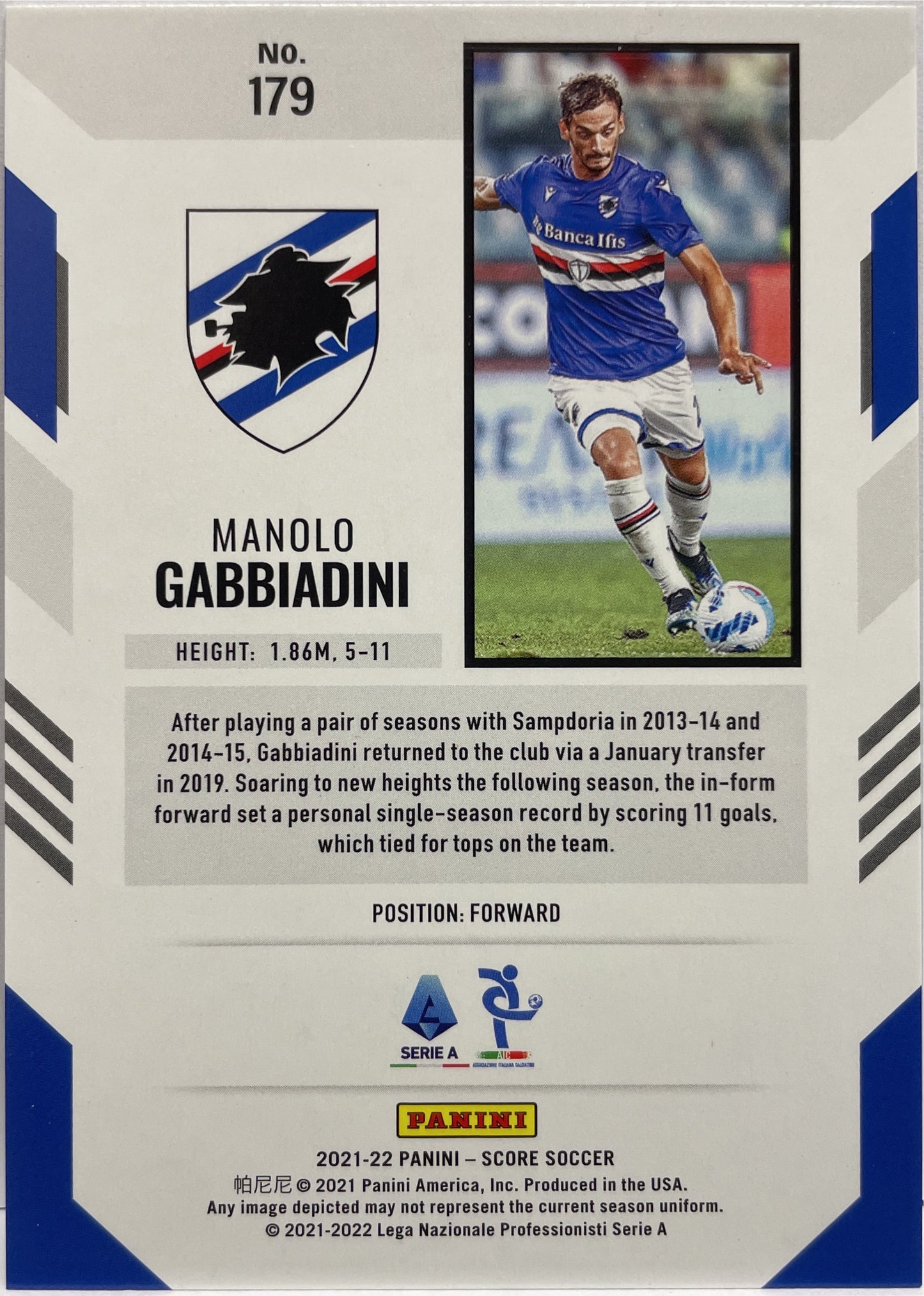 Manolo Gabbiadini 65/99 Orange Score Serie A 2021/22