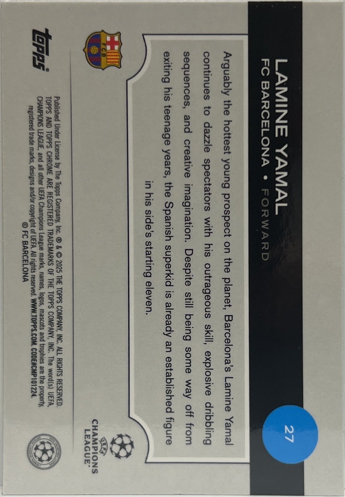 Lamine Yamal 4/125 Future Stars Green Lava Topps Chrome UCC 2024/25