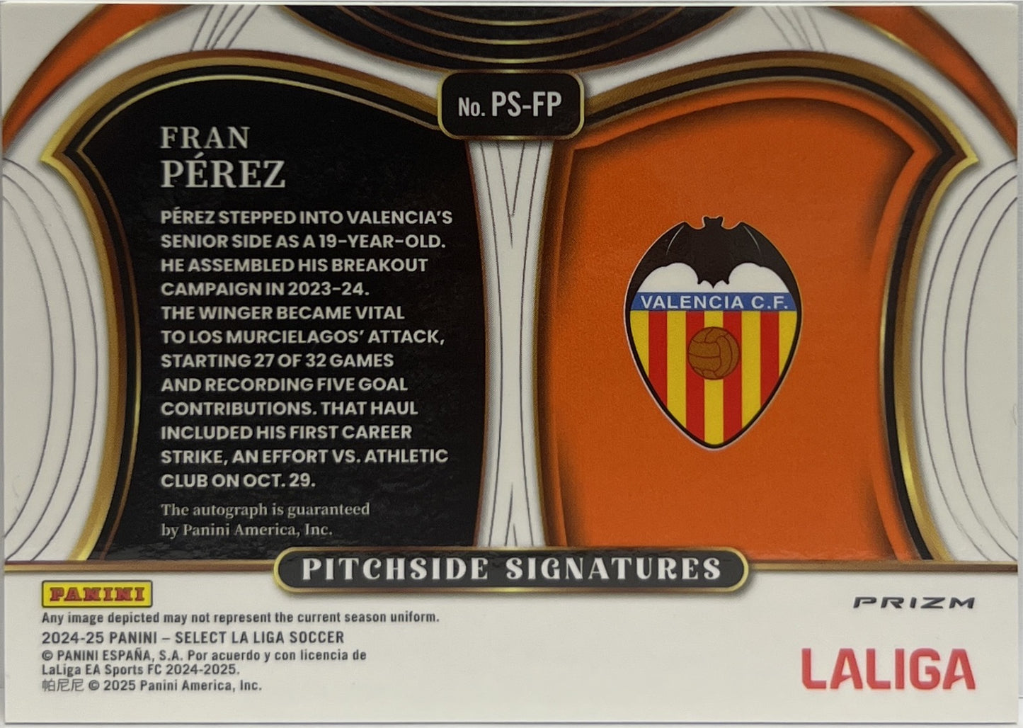 Fran Perez Autograph Pitchside Signatures Select La Liga 2024/25