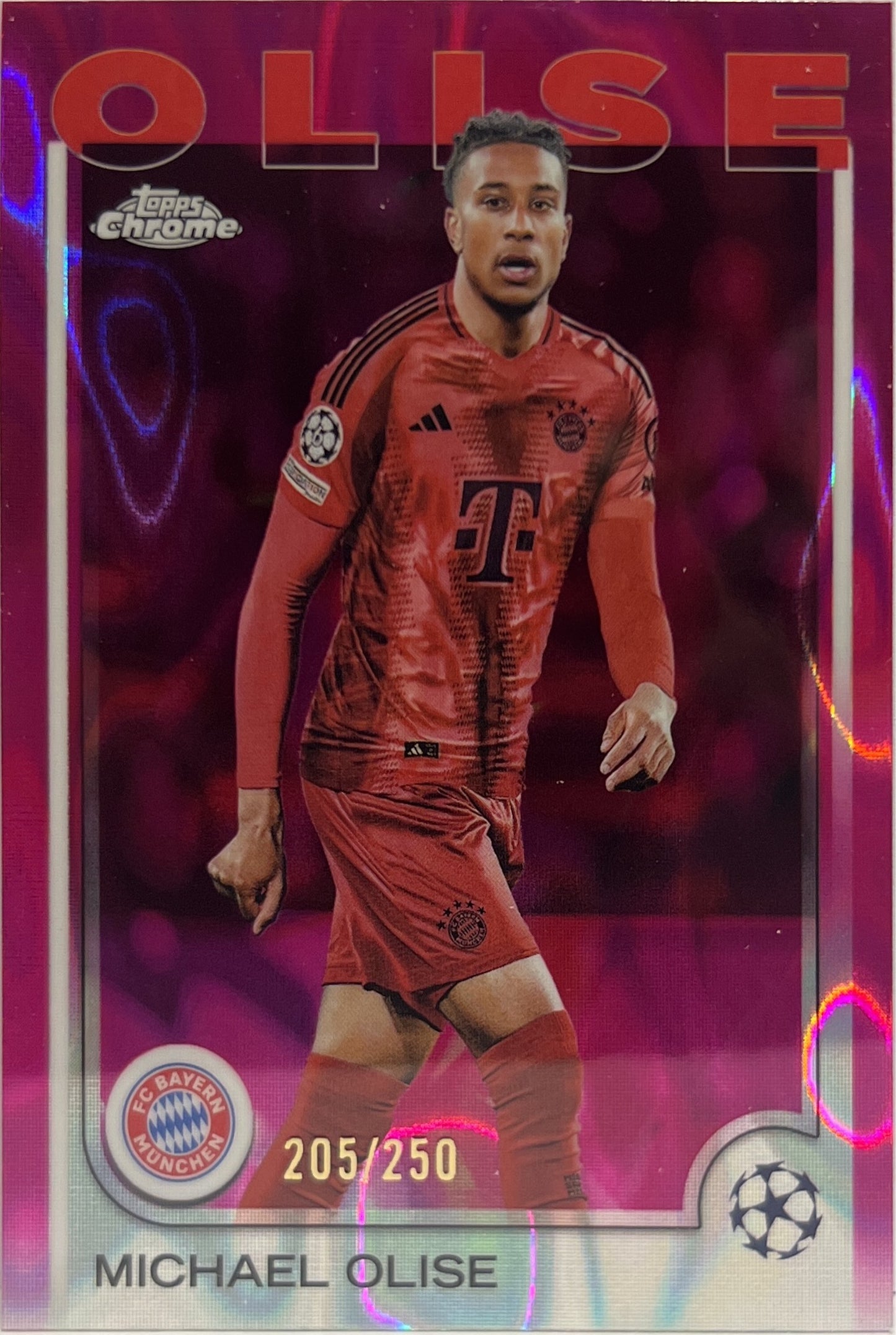 Michael Olise 205/250 Pink Lava Topps Chrome UCC 2024/25