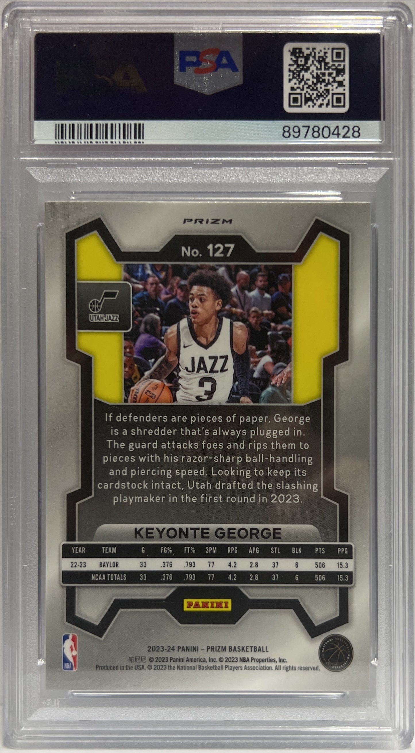 Keyonte George Silver Prizm Basketball NBA 2023/24 PSA 10
