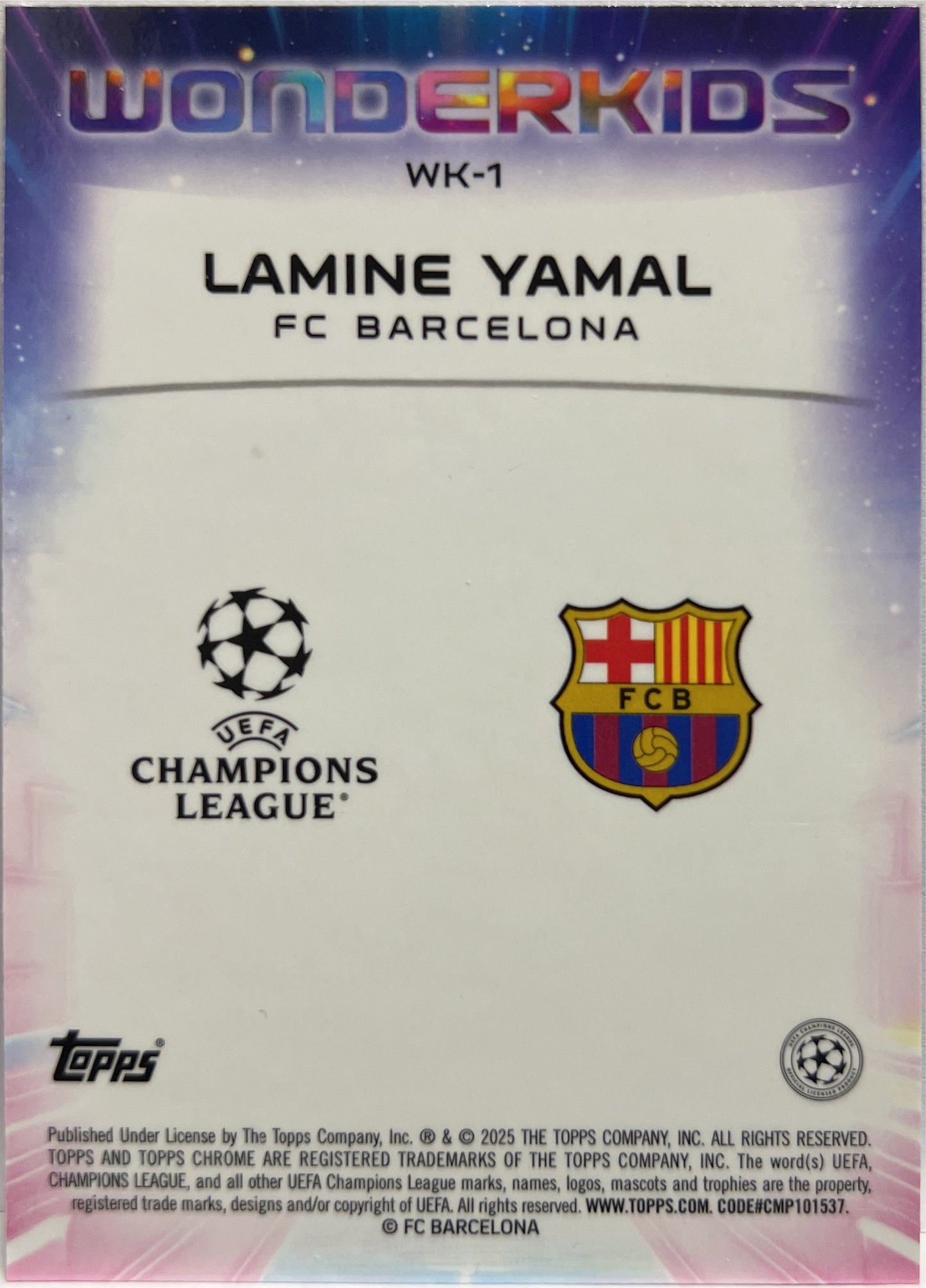 Lamine Yamal Wonderkids Topps Chrome UCC 2024/25