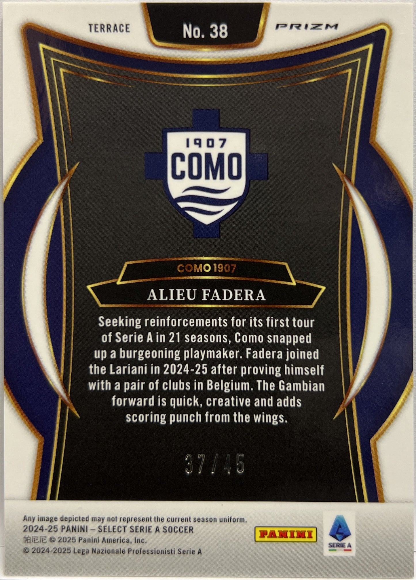 Alieu Fadera 37/45 Rookie Terrace Bronze Checker Select Serie A 2024/25
