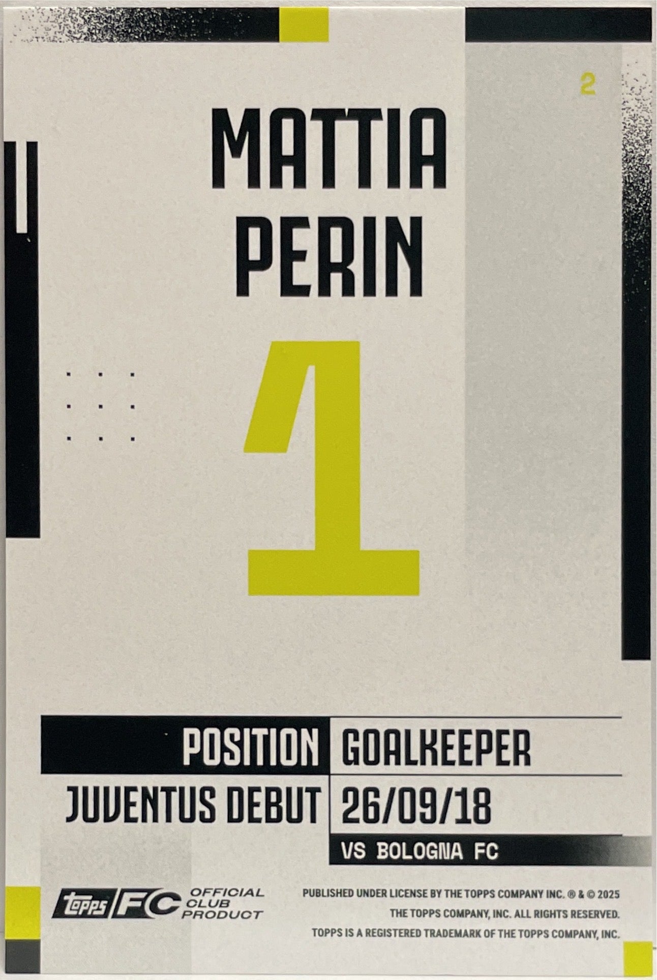 Mattia Perin 11/75 Topps Juventus Premium Team Set 2024/25
