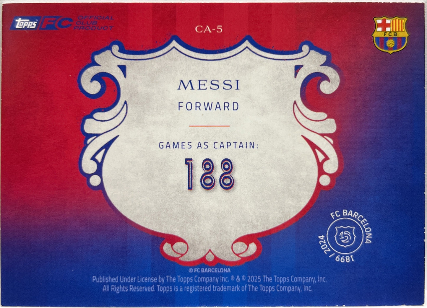 Lionel Messi Capita Topps Barcelona 125 2024/25
