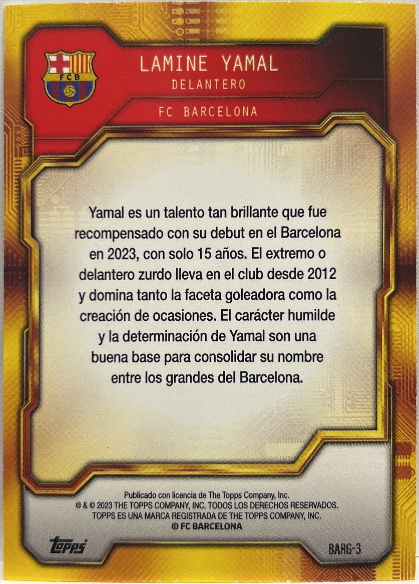 Lamine Yamal 14/50 Rookie Golden Future Topps Fan Set Barcellona 2023/24
