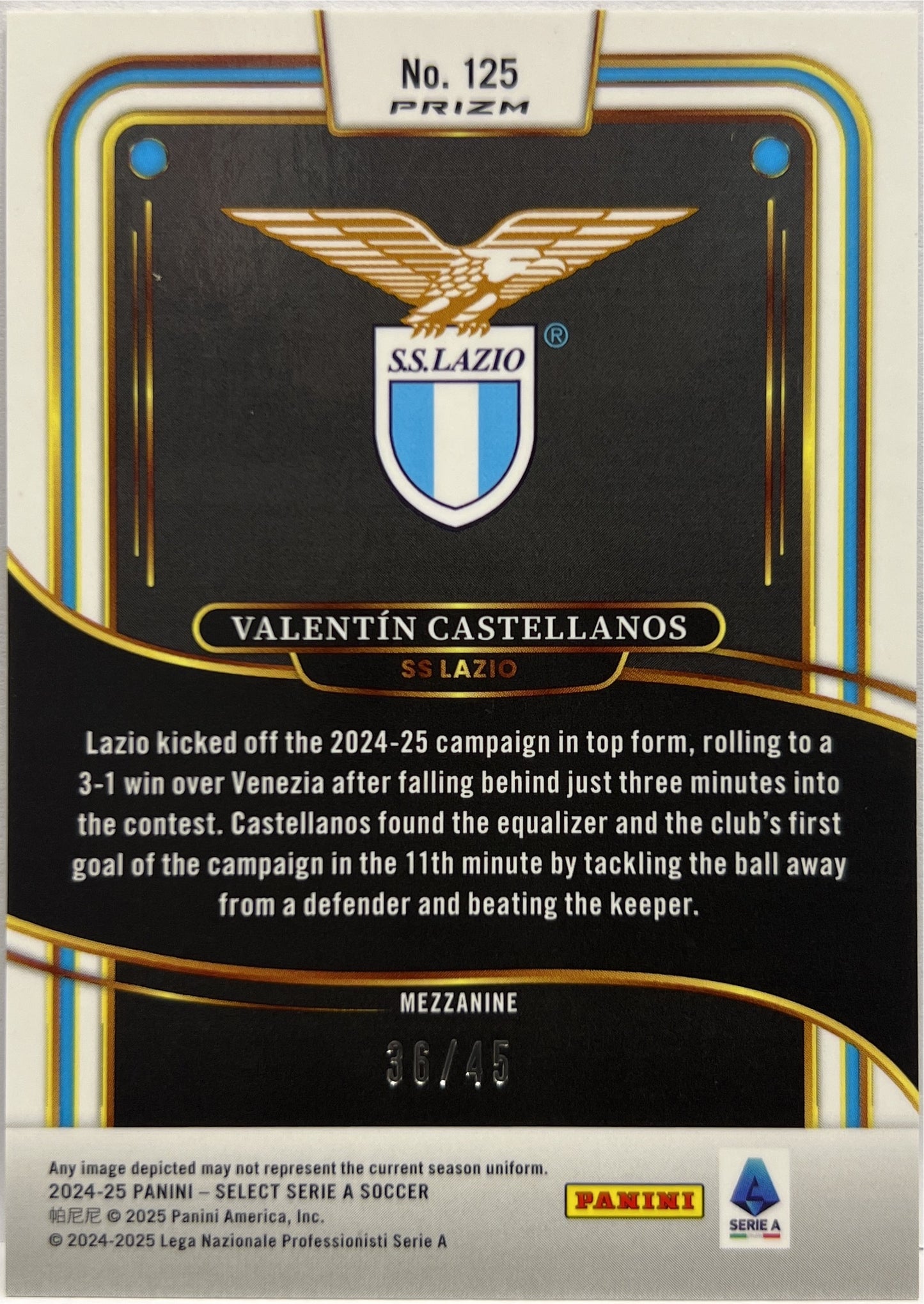 Valentin Castellanos 36/45 Mezzanine Bronze Checker Select Serie A 2024/25