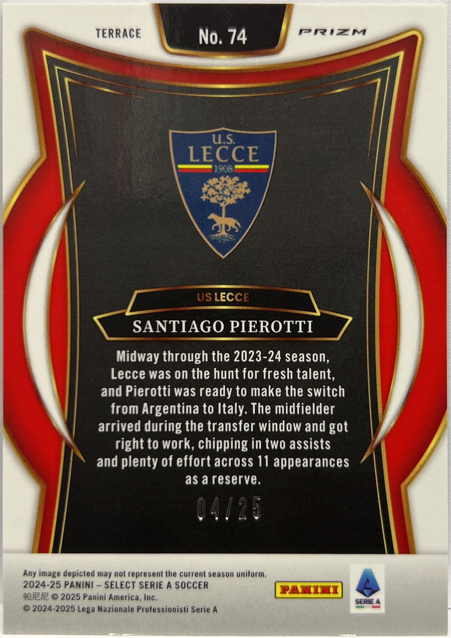 Santiago Pierotti 4/25 Rookie Terrace Tie Dye Select Serie A 2024/25
