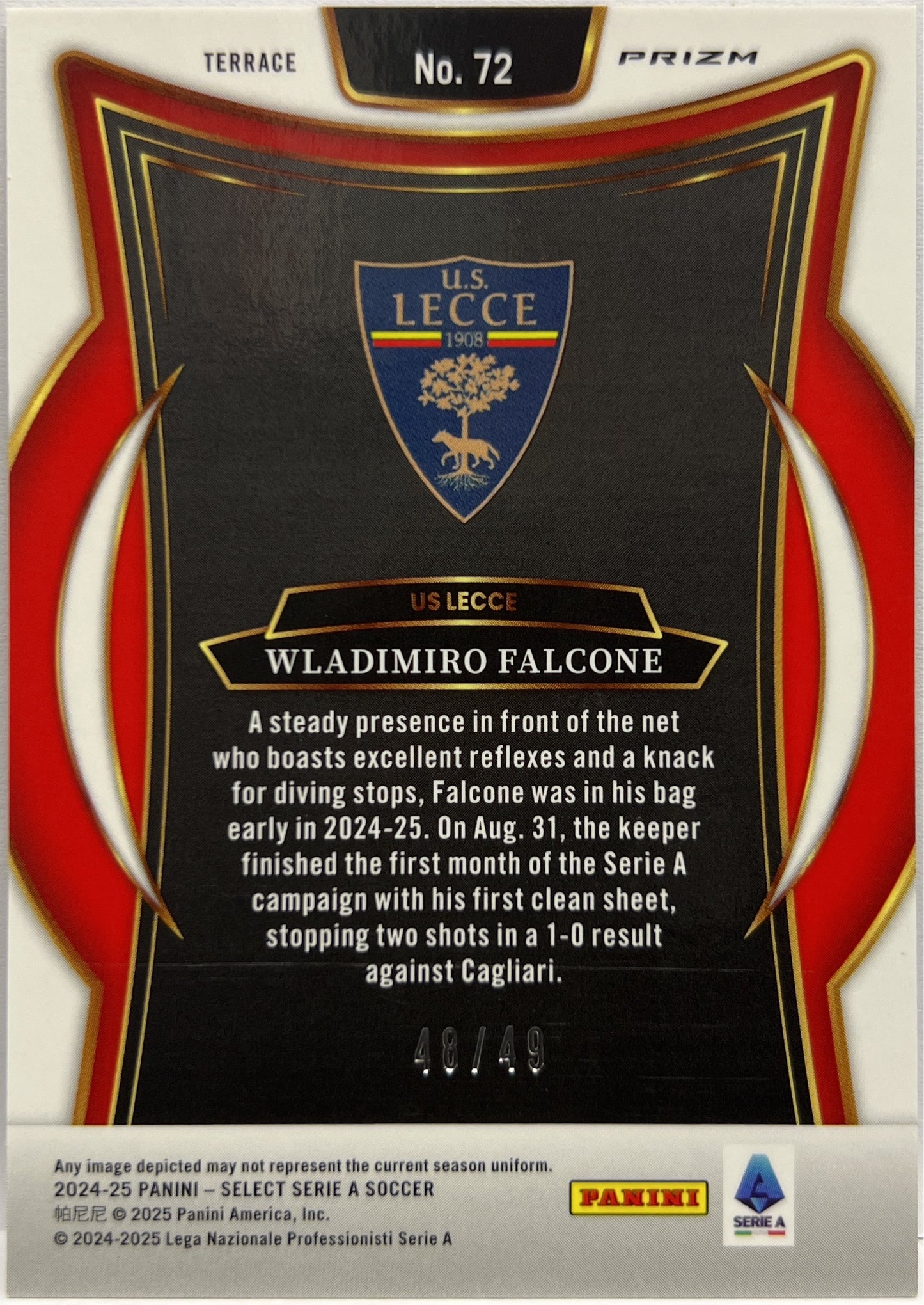 Wladimiro Falcone 48/49 Terrace Purple Select Serie A 2024/25