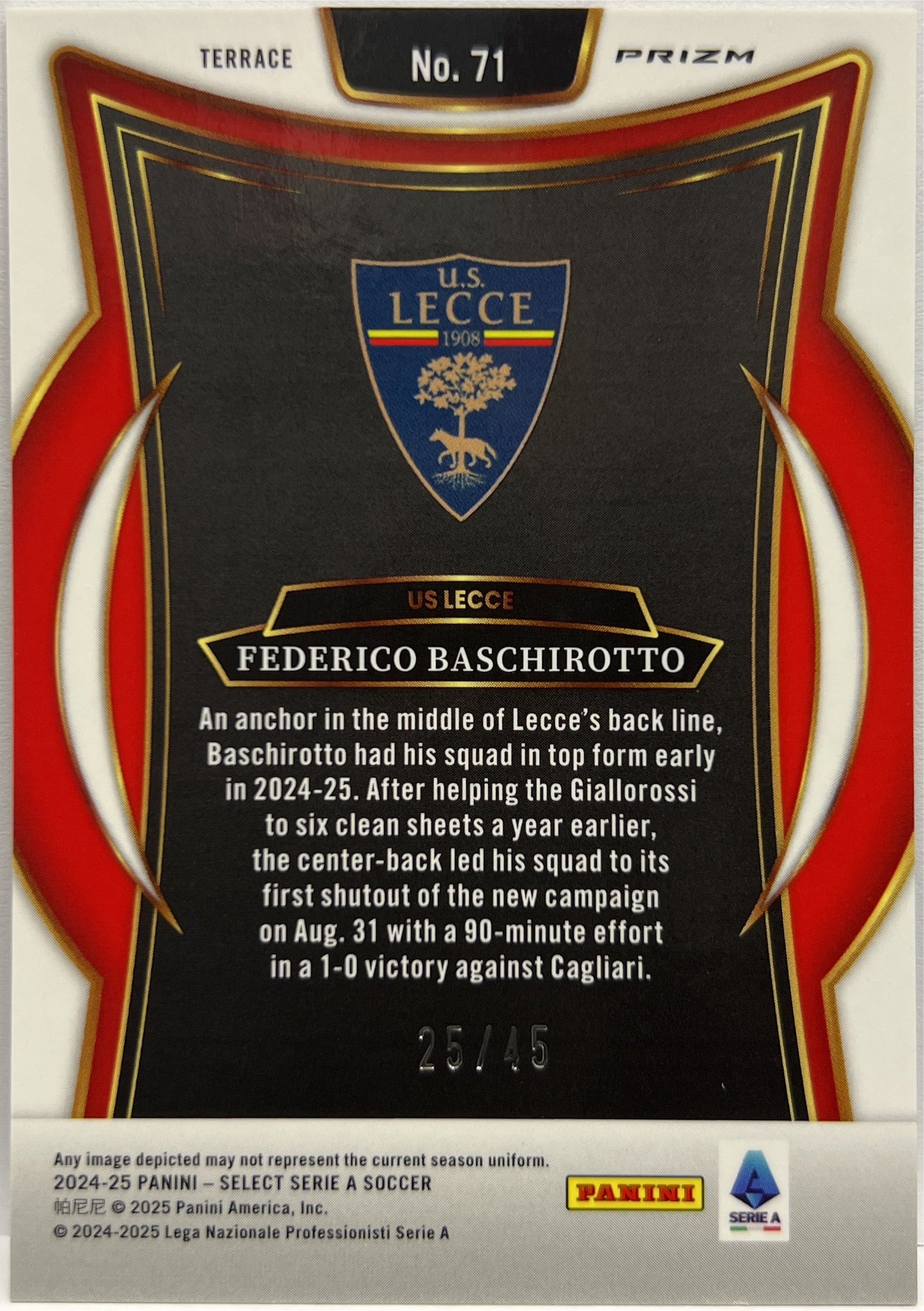Federico Baschirotto 25/45 Terrace Bronze Checker Select Serie A 2024/25