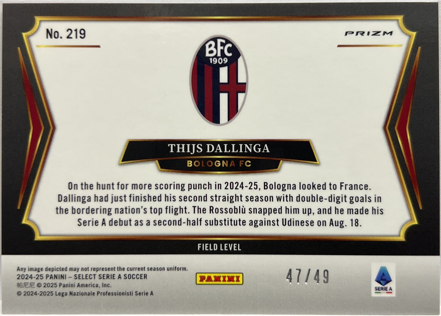 Thijs Dallinga 47/49 Field Level Purple Select Serie A 2024/25