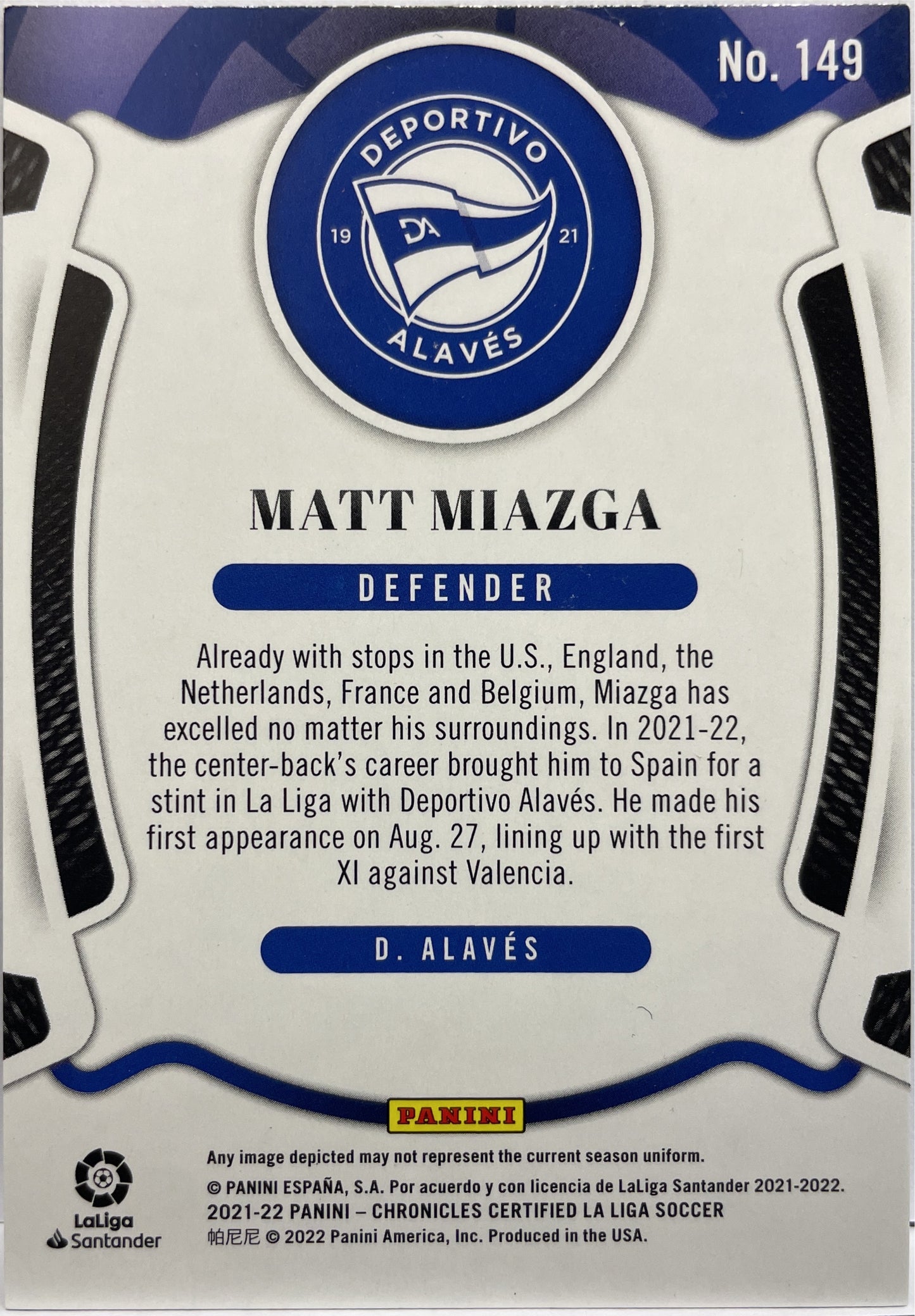 Matt Miazga 59/99 Certified Blue Chronicles 2021/22