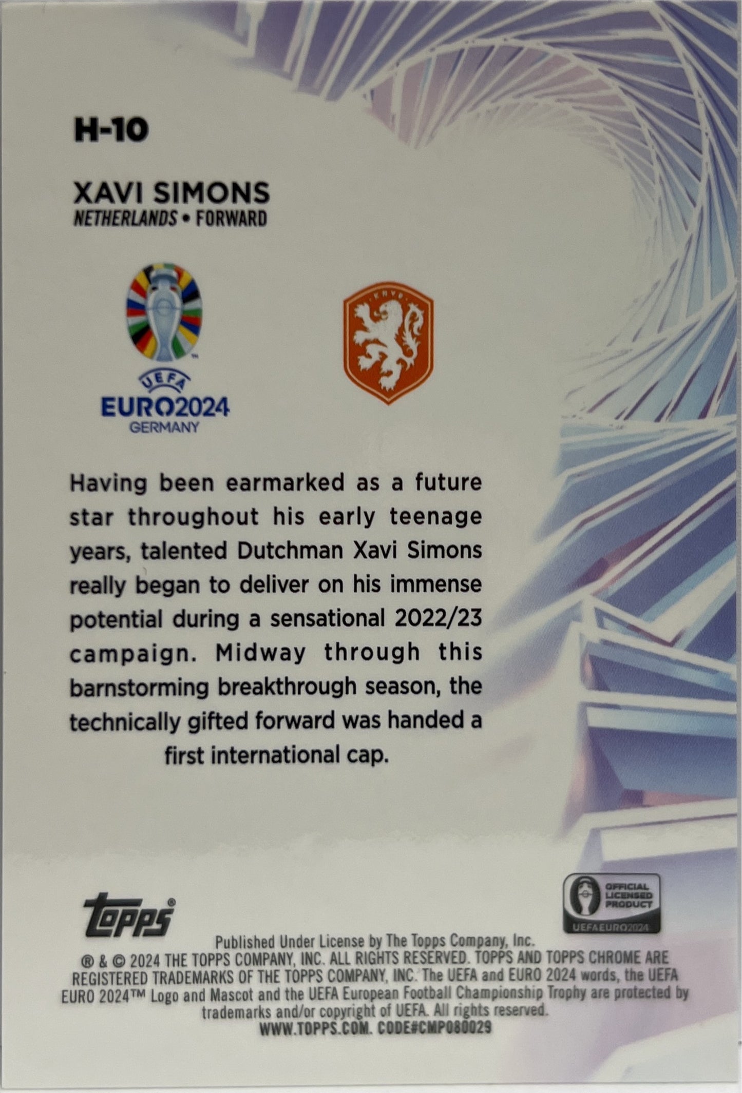 Xavi Simons Hobby Master Topps Chrome Euro 2024