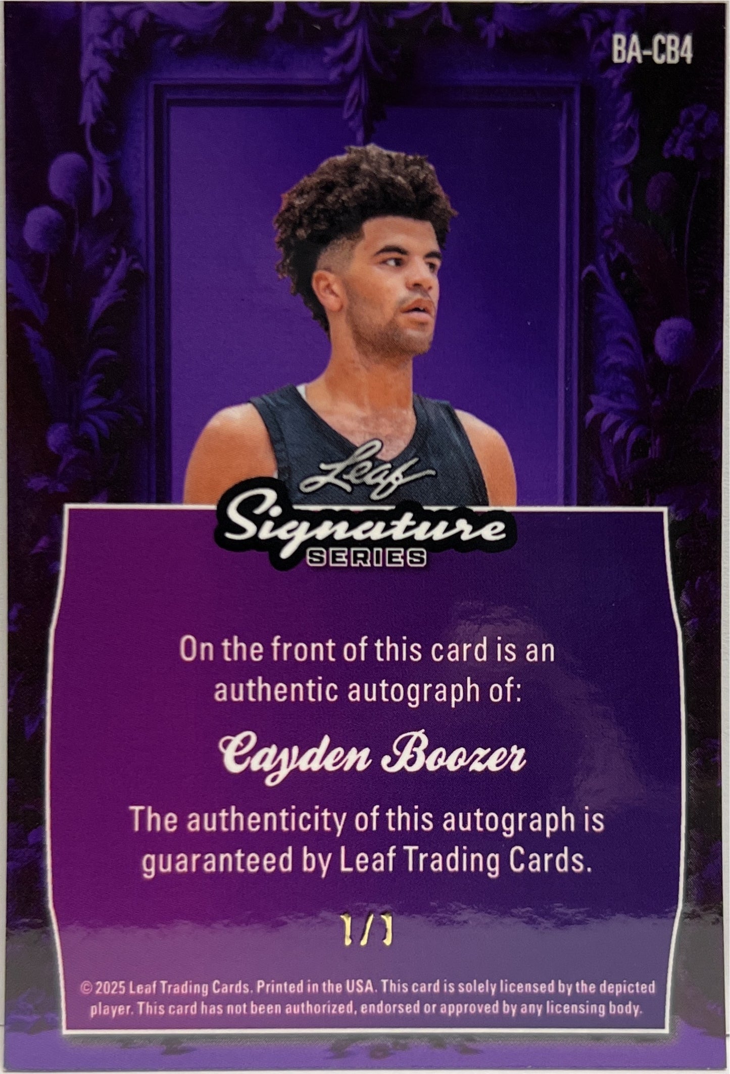 Cayden Beezer 1/1 Autograph One Of One Leaf Signature 1of1 Series 2025