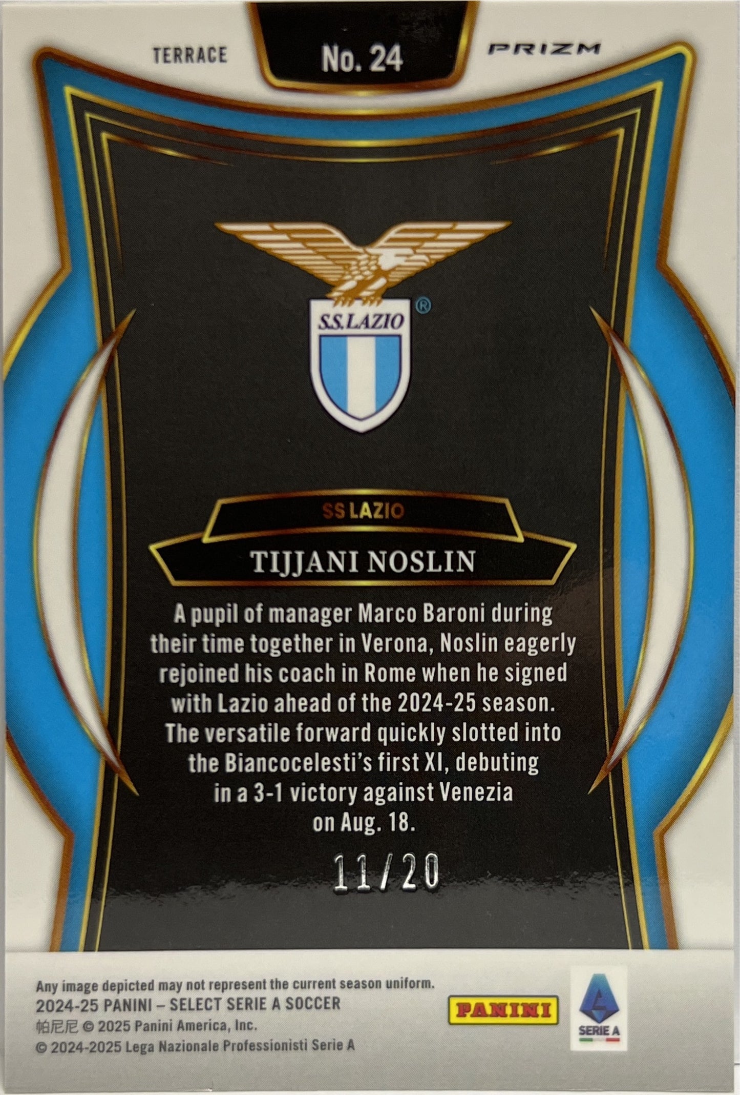 Tijjani Noslin 11/20 Rookie Terrace White Select Serie A 2024/25
