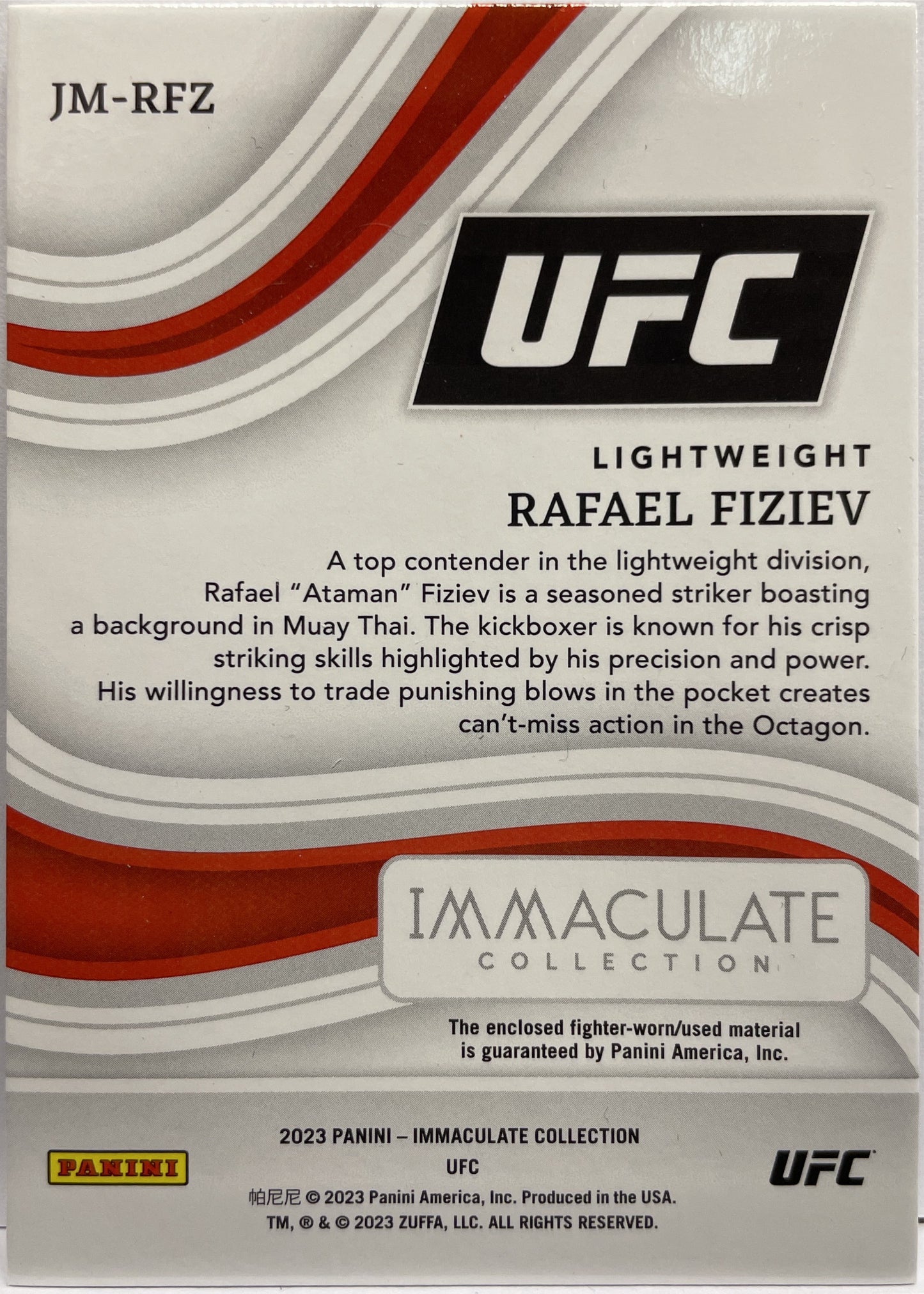 Rafael Fiziev 7/10 Walkout Pants Patch Immaculate UFC 2023