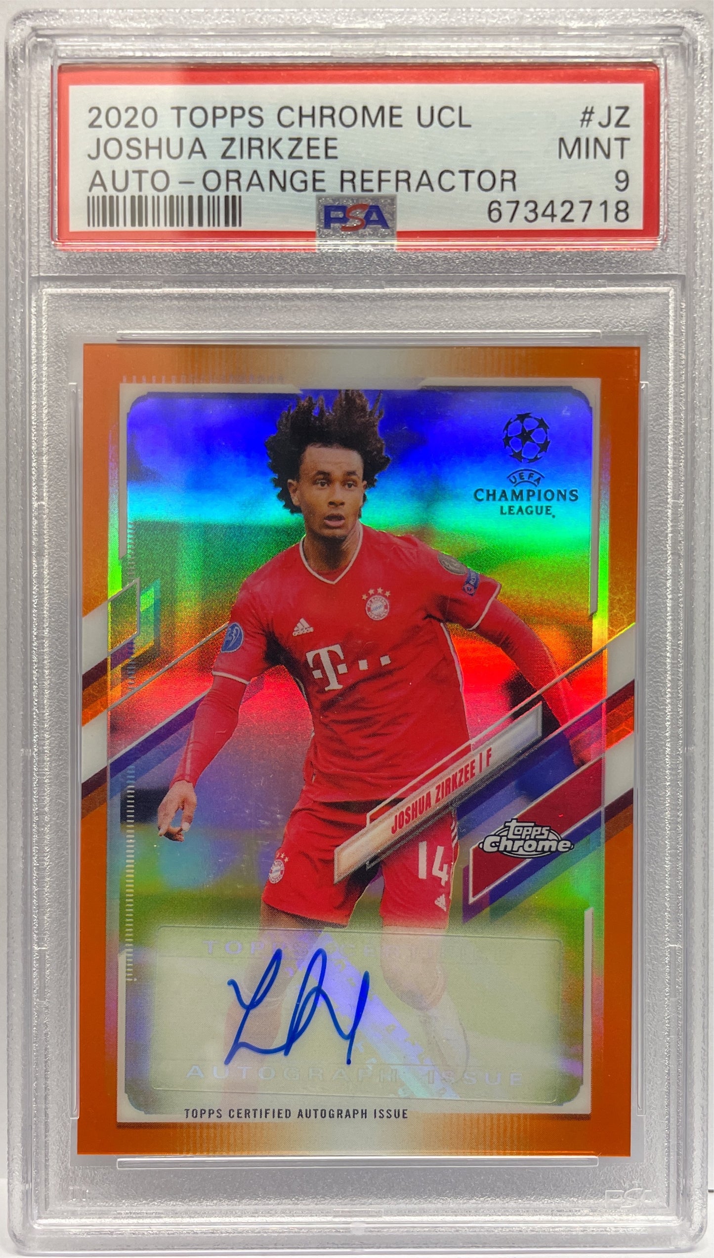 PSA 9 - Joshua Zirkzee 15/25 Autograph Orange - Topps Chrome UCL 2020/21