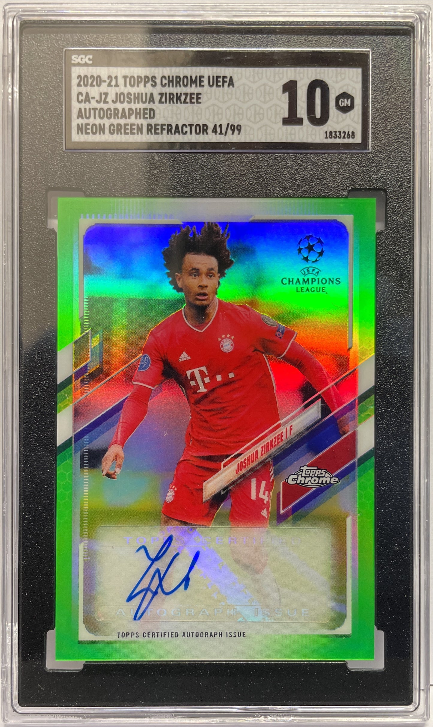SGC 10 - Joshua Zirkzee 41/99 Autograph Green - Topps Chrome UCL 2020/21