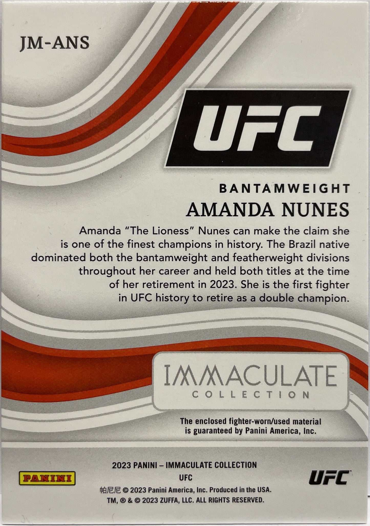 Amanda Nunes 1/10 Shorts Patch Immaculate UFC 2023