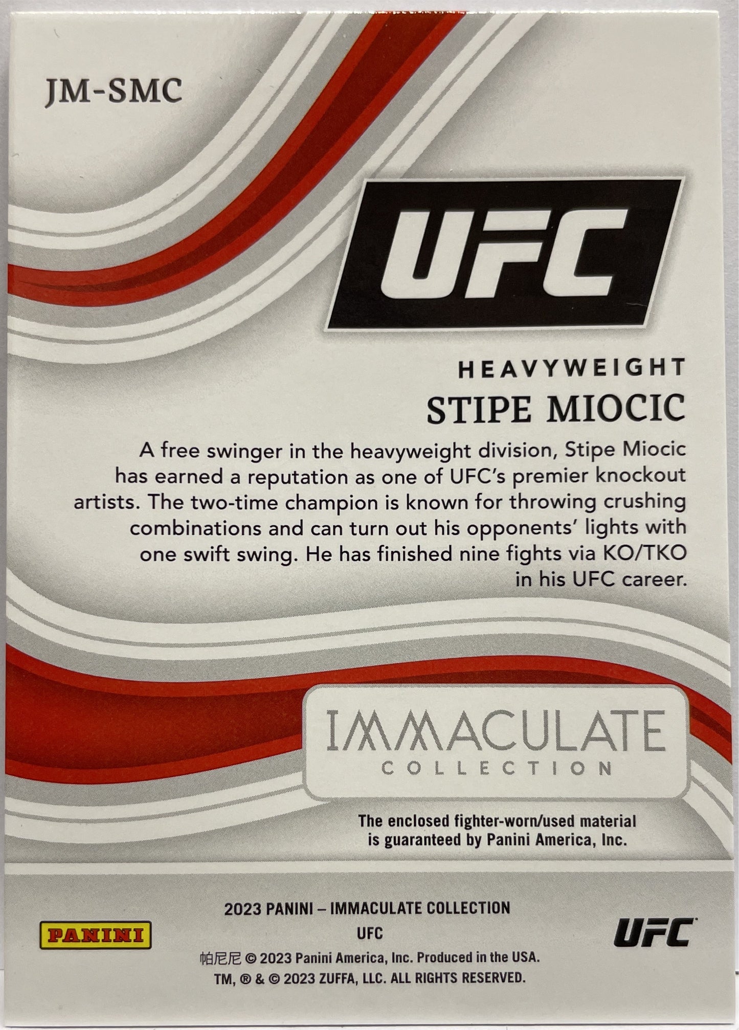Stipe Miocic 5/10 Training Shirt Patch Immaculate UFC 2023