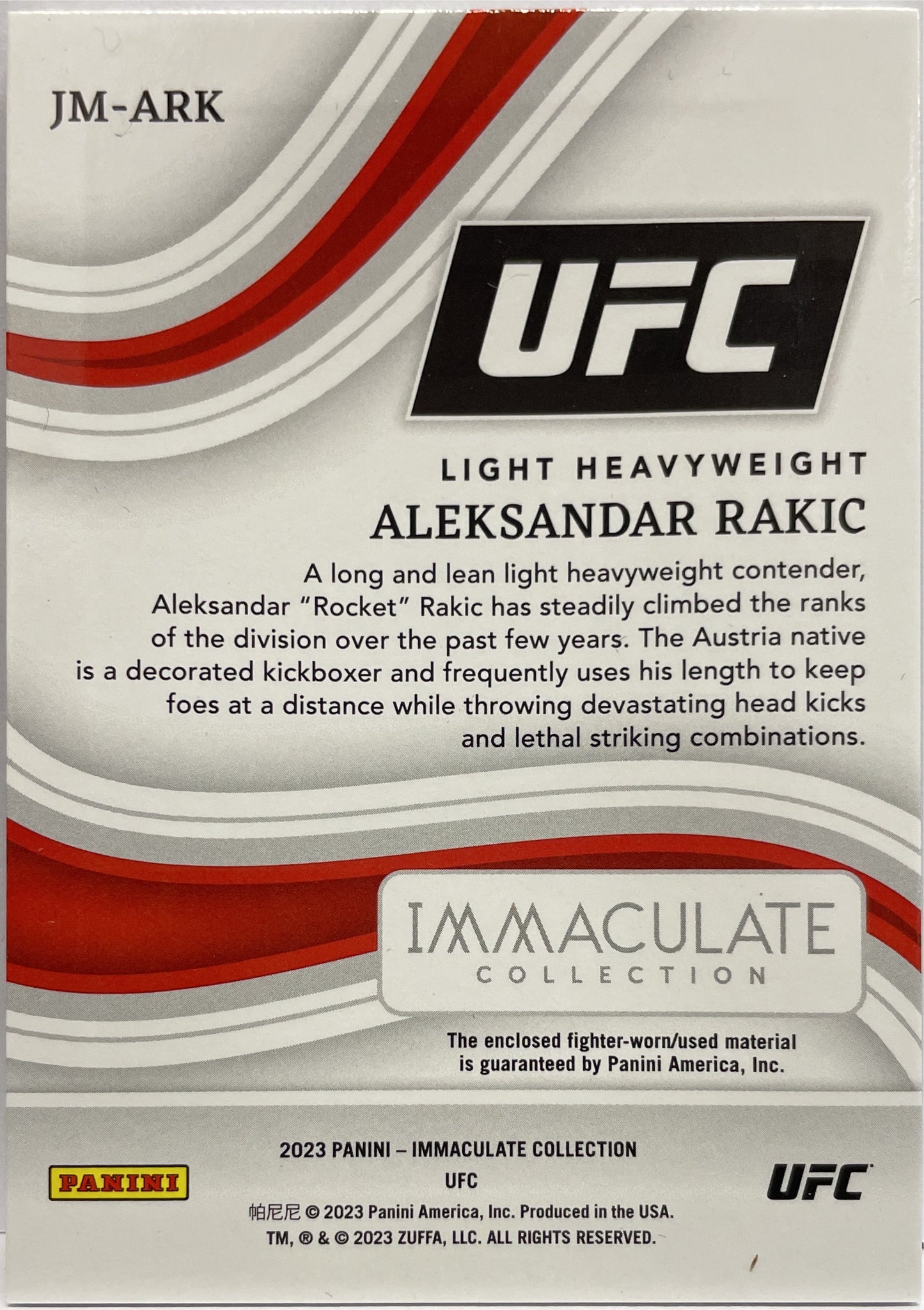 Aleksandar Rakic 7/10 Hats Patch Immaculate UFC 2023